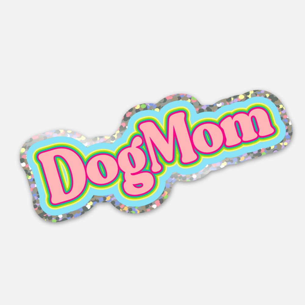 Bad Tags - Neon Dog Mom Glitter Sticker