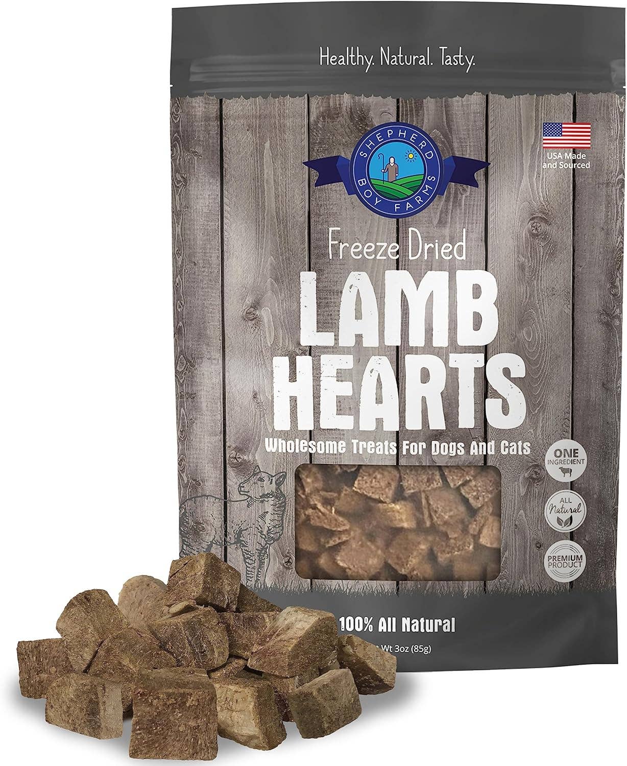 Shepherd Boy Farms - Freeze Dried Lamb Heart Treats: 3oz
