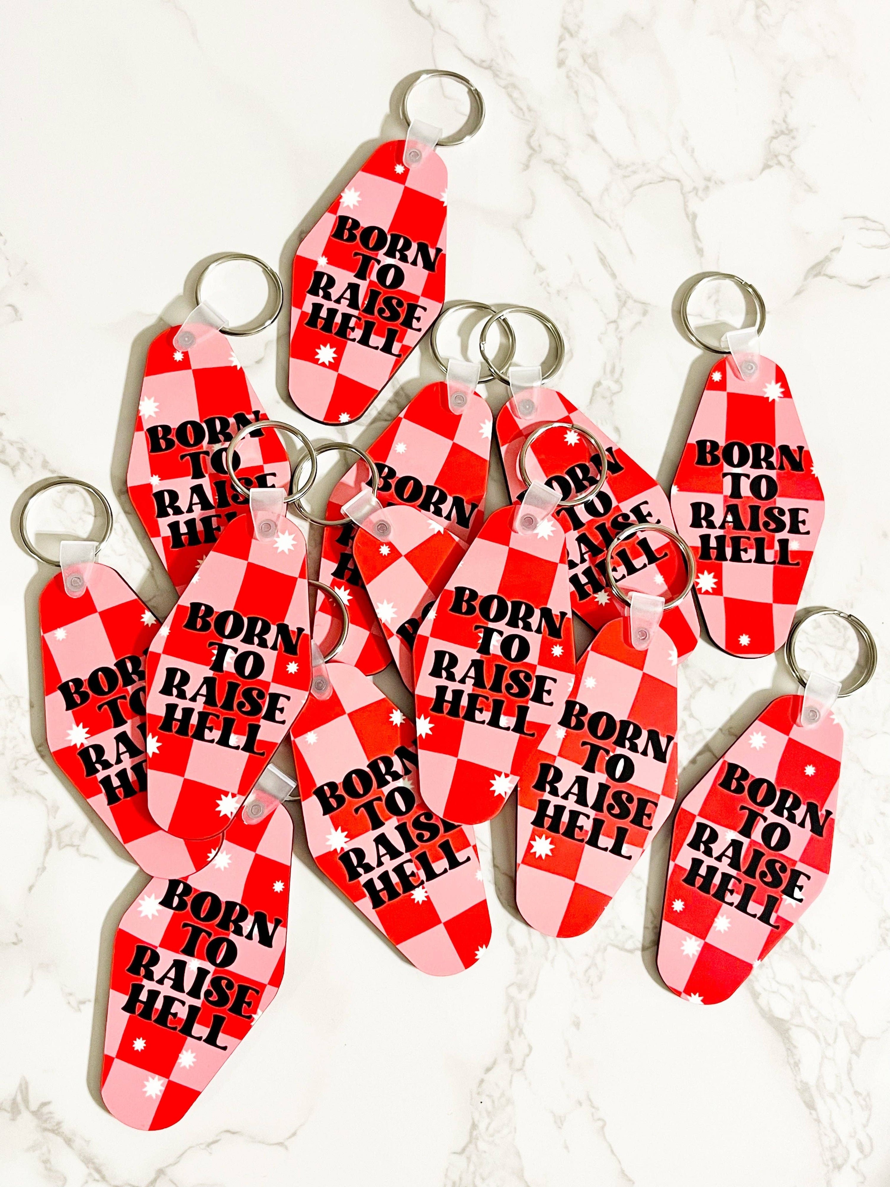 Sonny Rising - Motel Style Keychain, Born To Raise Hell Design