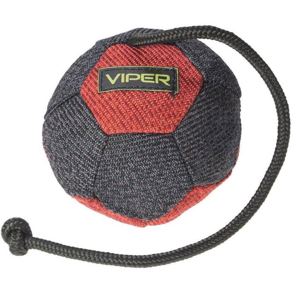 Dogline - Viper French Linen Ball: Black & Red / 4.25" (11cm) / With Handle
