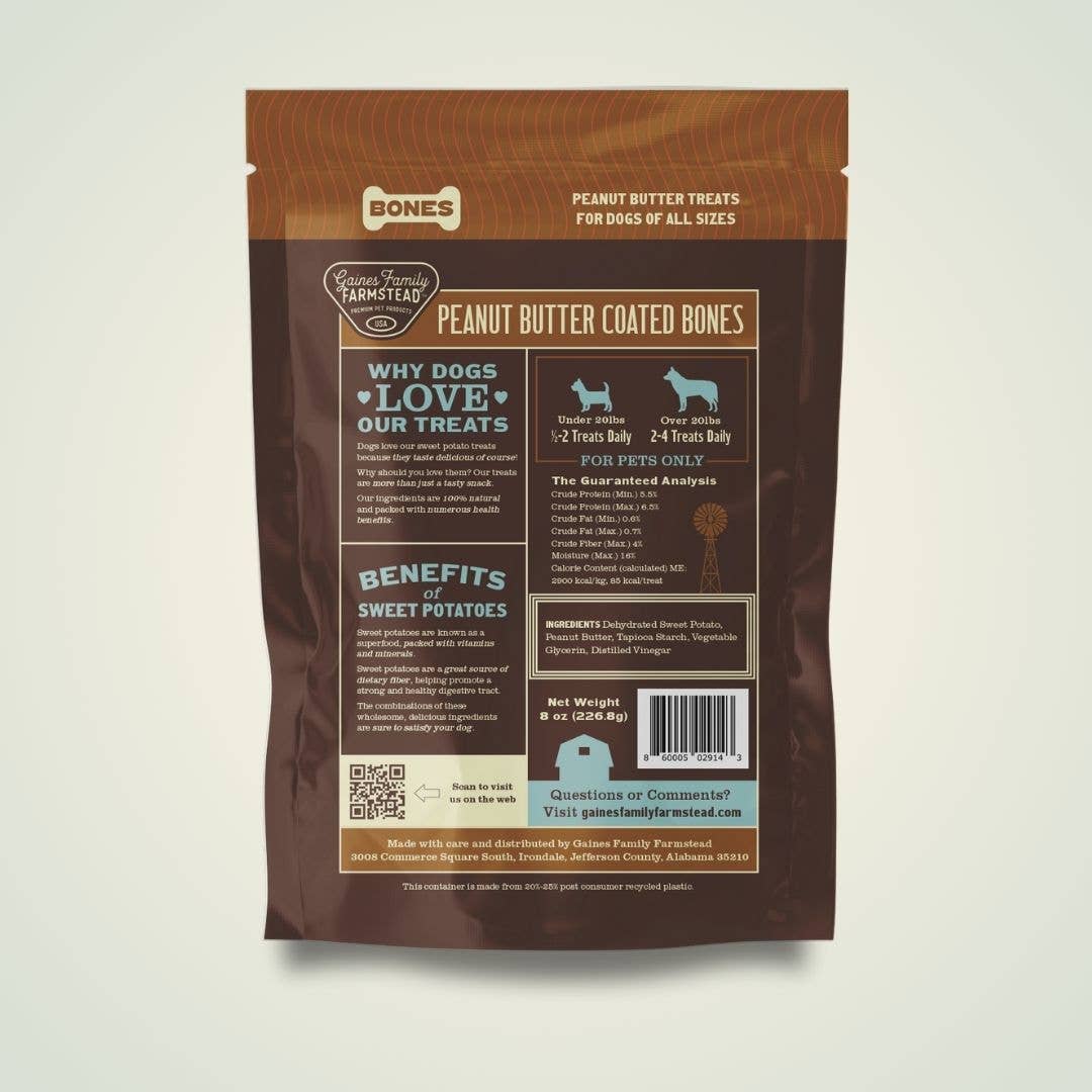 Gaines Family Farmstead - Sweet Potato Peanut Butter Bone (8oz)