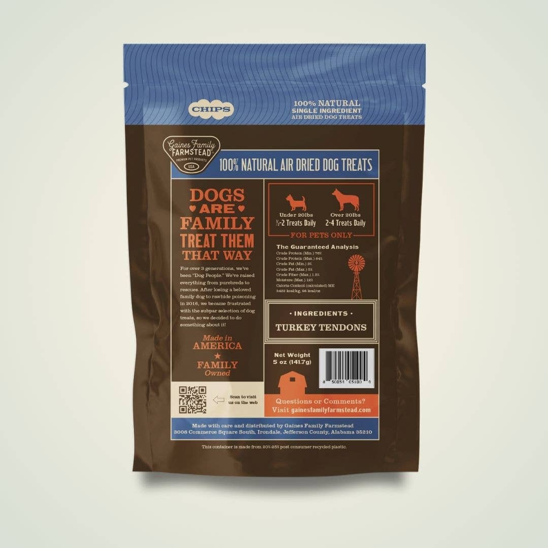 Gaines Family Farmstead - Turkey Tendon Chips: 4.5oz