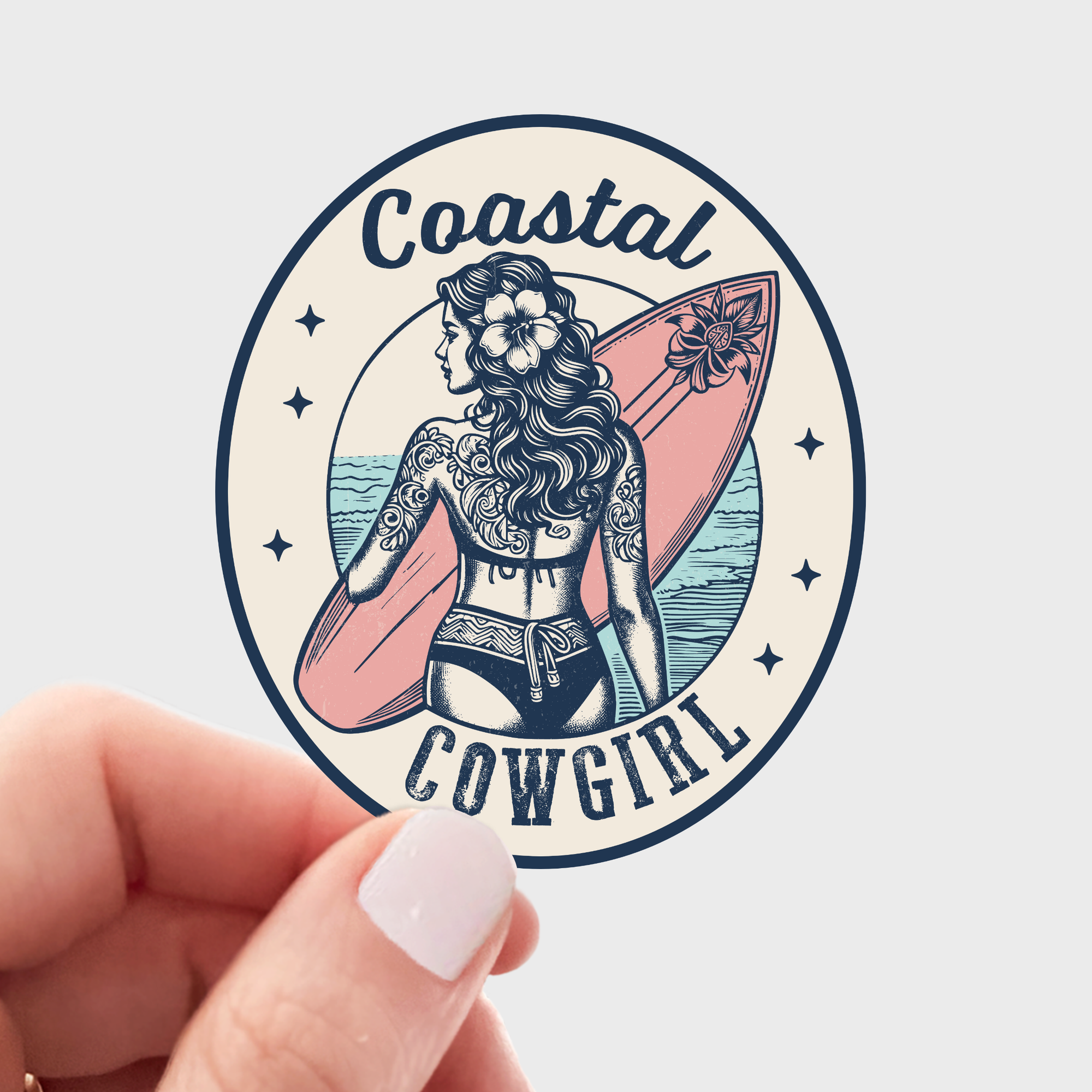 Yarnival - Coastal Cowgirl Sticker - west coast, surfing, ocean, sea