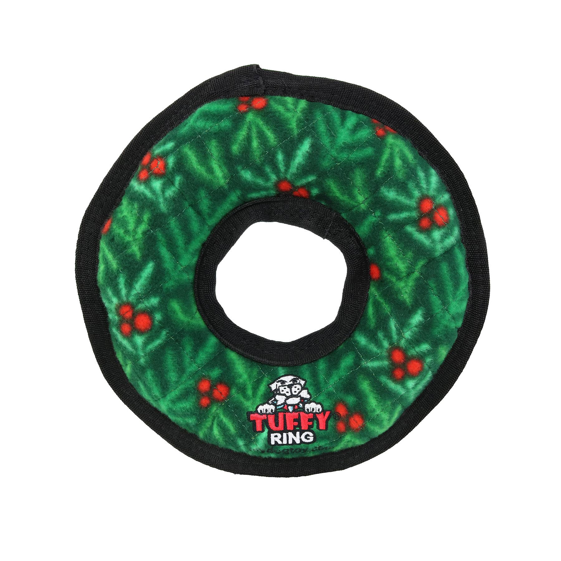 Tuffy Dog Toys - VIP Products - Tuffy Holiday Medium Ring Wreath, Durable Squeaky Dog Toy