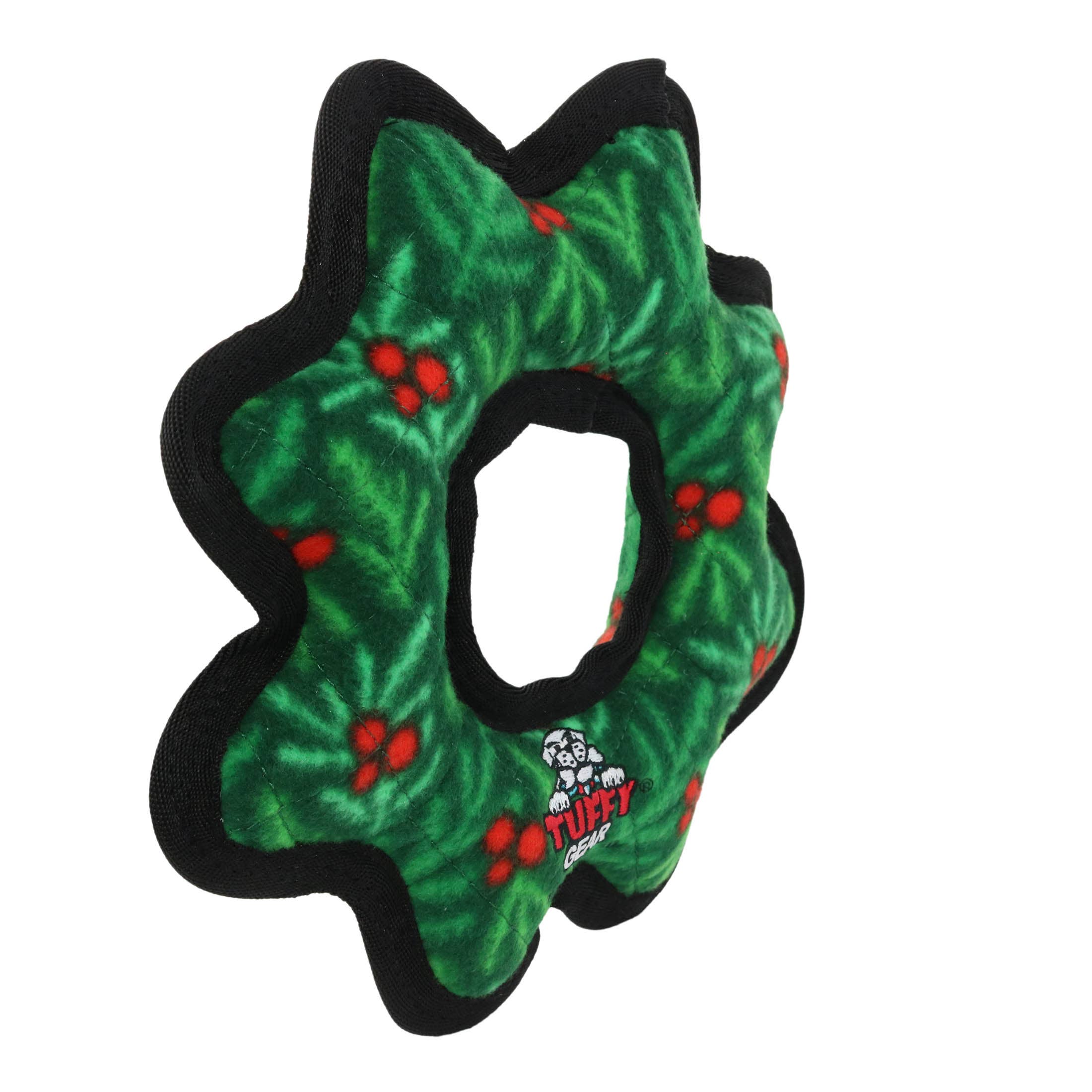 Tuffy Dog Toys - VIP Products - Tuffy Holiday Medium Gear Ring Wreath, Durable Dog Toy