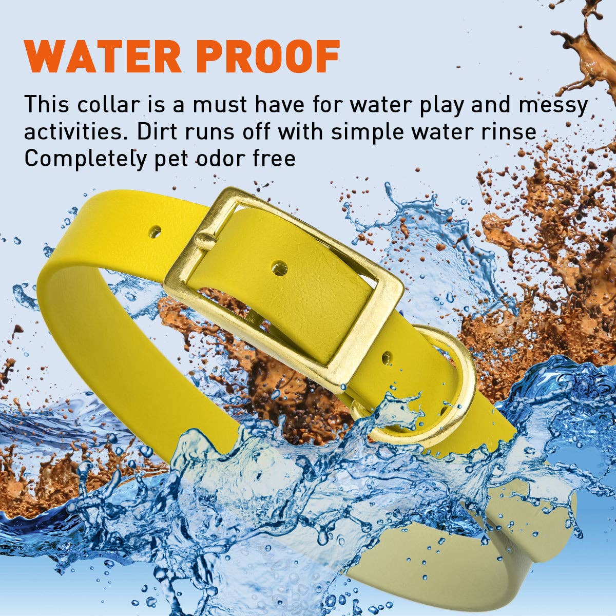 Dogline - Viper Biothane Waterproof Collar - Brass Hardware: Neon Yellow / 18"-22" / 1"