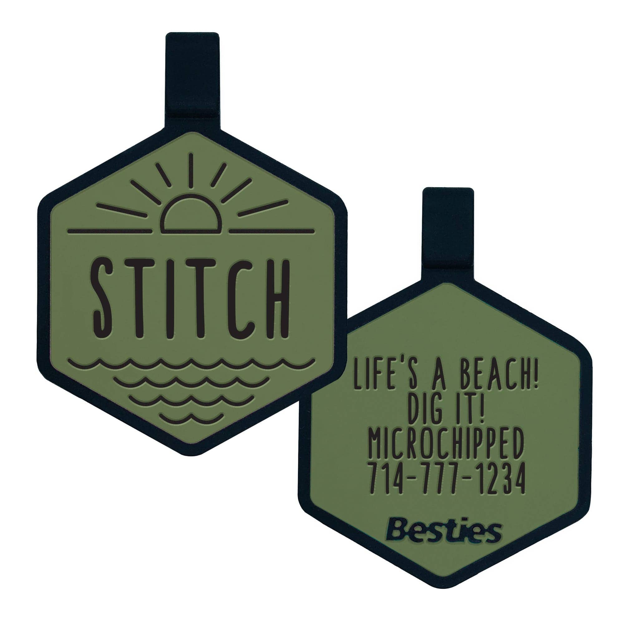Besties Pets - Salt and Sun Silicone Dog ID Tag: Sage