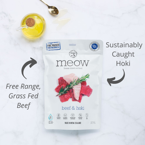 The New Zealand Natural Pet Food Co - Meow Beef & Hoki Freeze Dried Cat Food 1.76oz | 9.9oz: 1.76oz