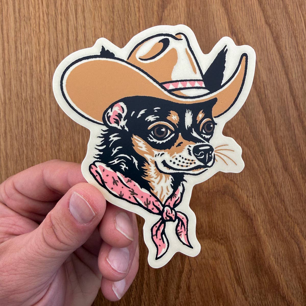 Steel Bison - Chihuahua (Black/Tan) Cowdog 4 Inch Matte Vinyl Sticker