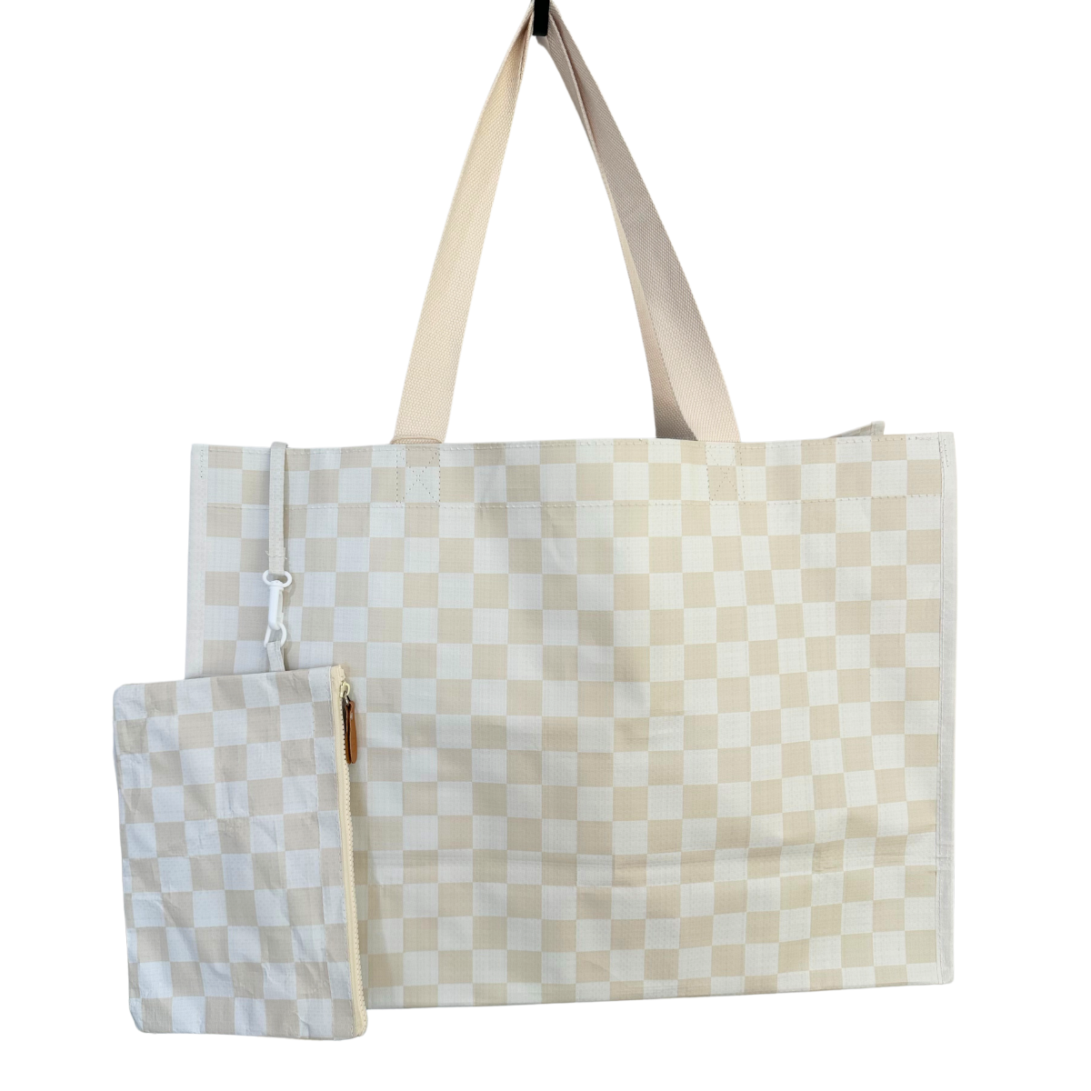 Local Beach - Checker XL All Day Bag with Matching Removable Pouch: Sand / Checker XL Day Bag