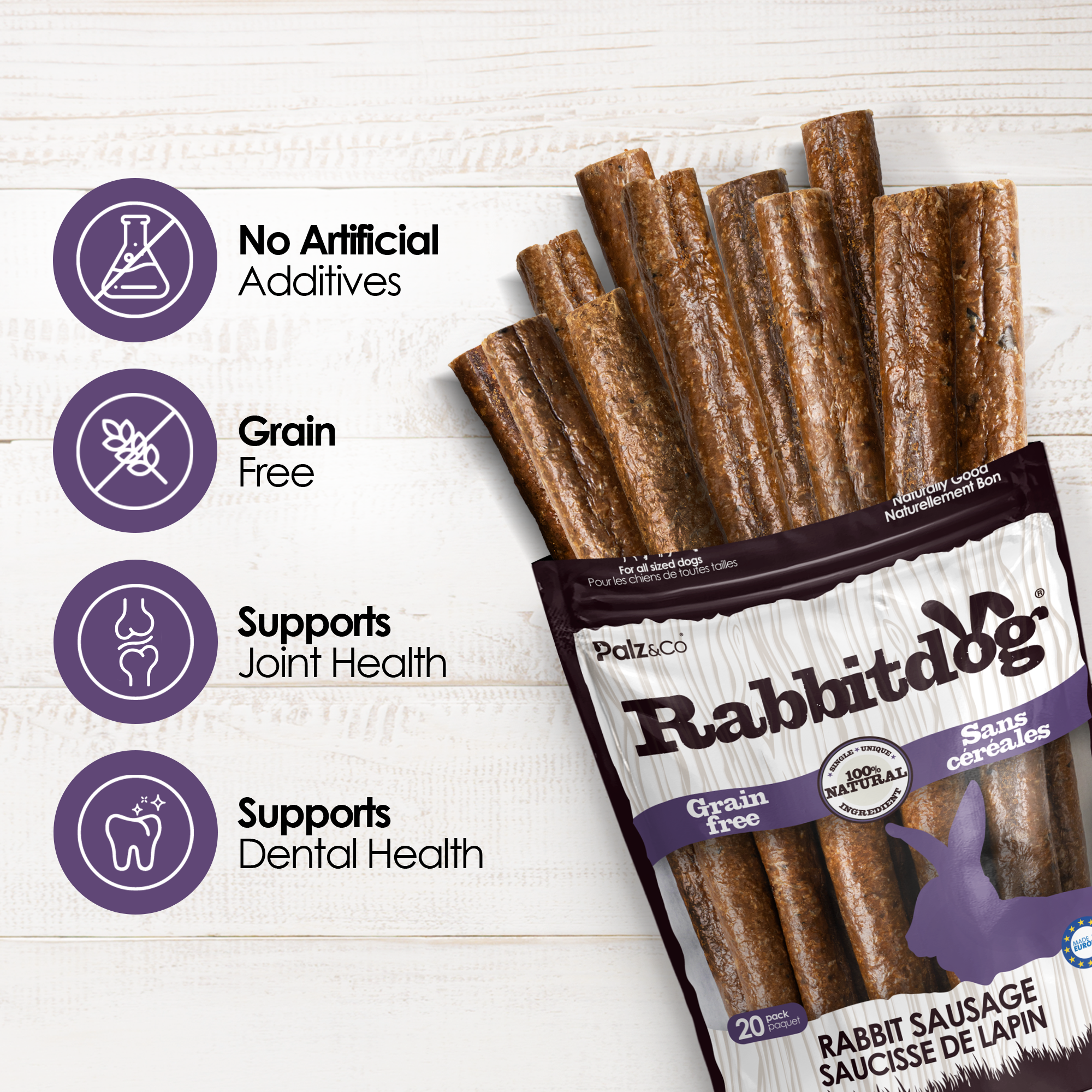 Palz&Co - Rabbitdog Rabbit Sausage Dog Treats: 8 Pack
