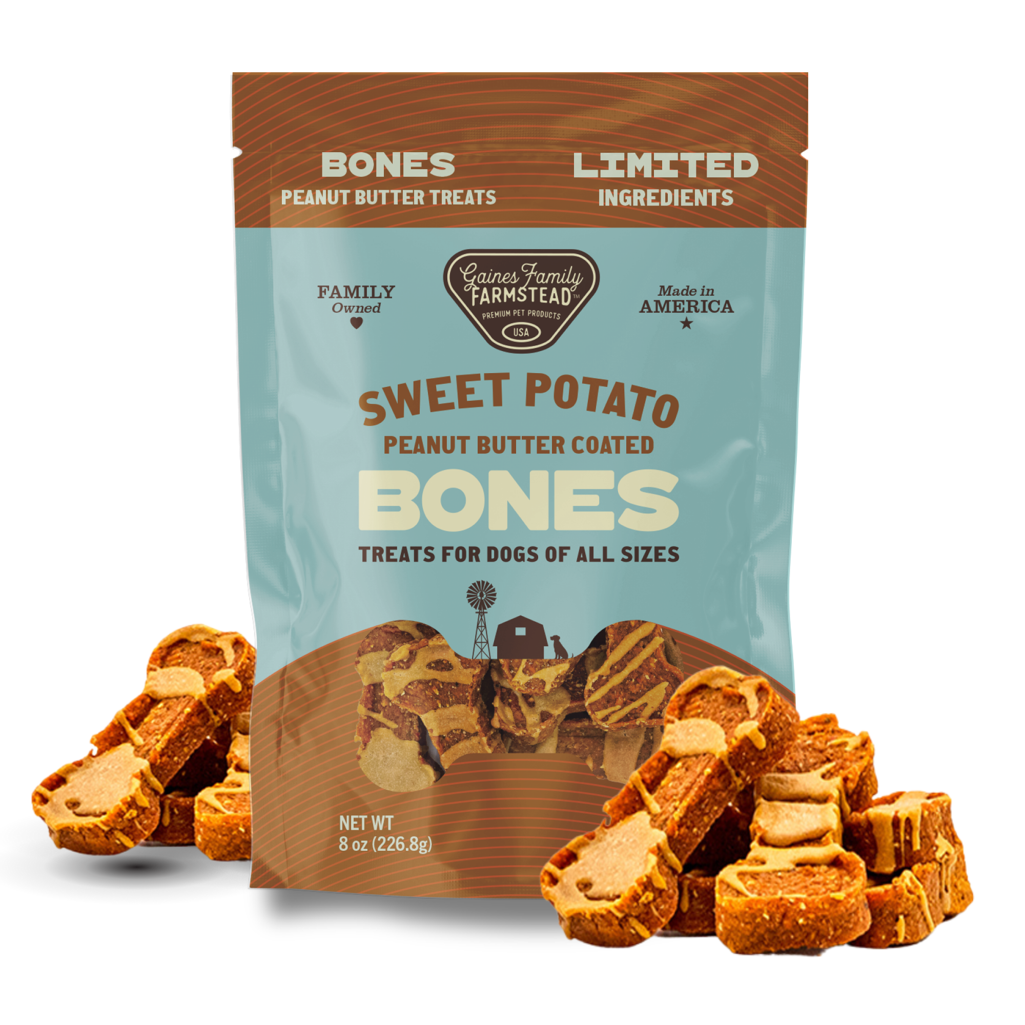 Gaines Family Farmstead - Sweet Potato Peanut Butter Bone (8oz)