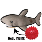 Pet Palette Distribution - SnugArooz Saul the Shark w/ Rubber Spikey Ball Dog Toy 19"