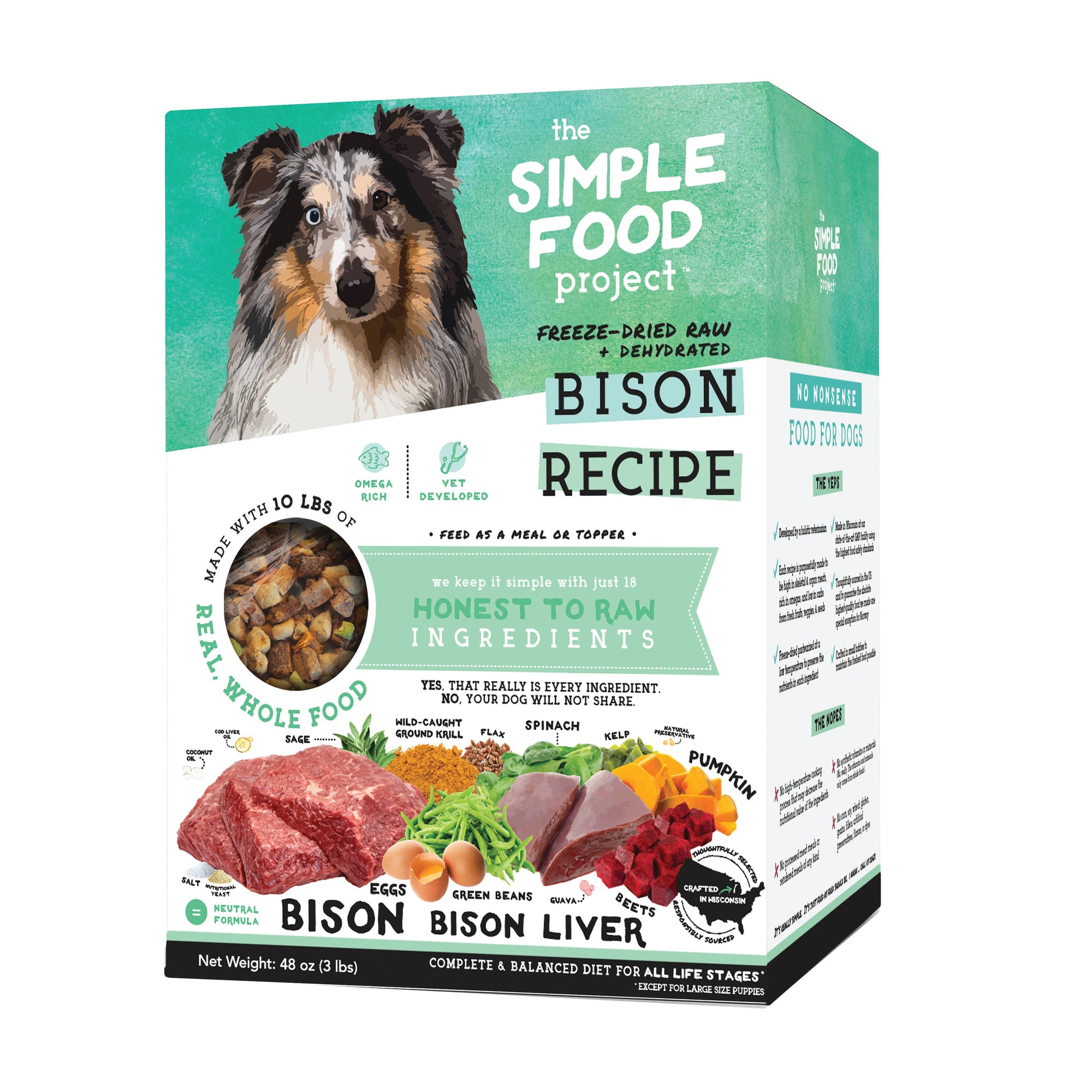 The Simple Food Project - Bison Recipe for Dogs: Original Nuggets / 24 oz (1.5-lb)