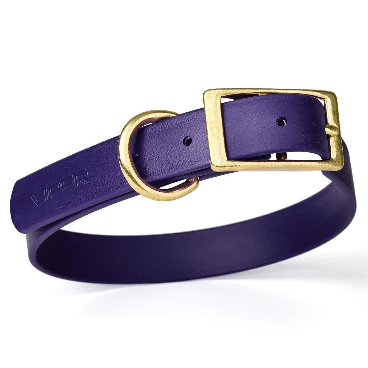 Dogline - Viper Biothane Waterproof Collar - Brass Hardware: Black / 12"-15" / 5/8"