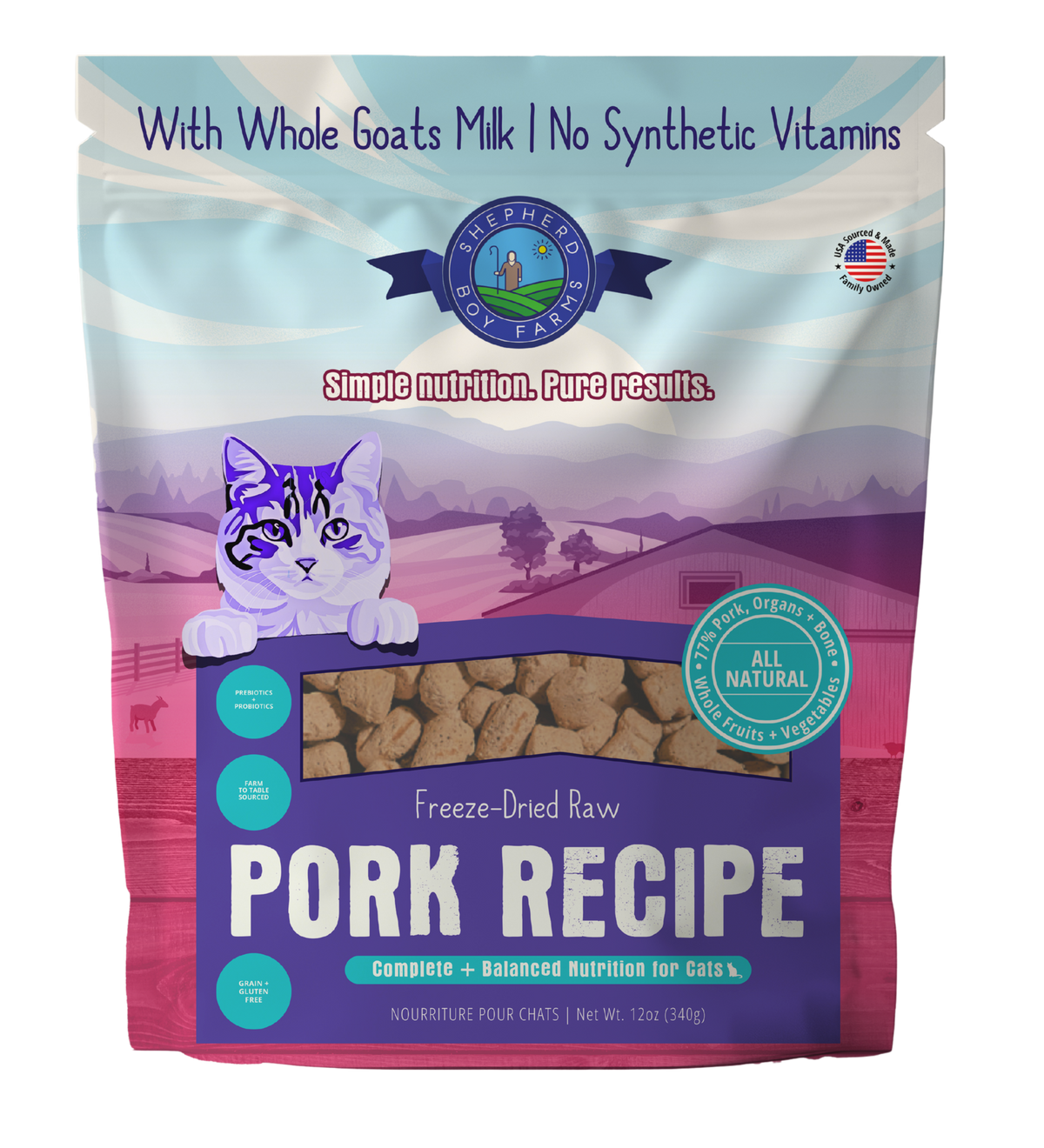 Shepherd Boy Farms | Freeze Dried Pork Recipe For Cats (12oz)