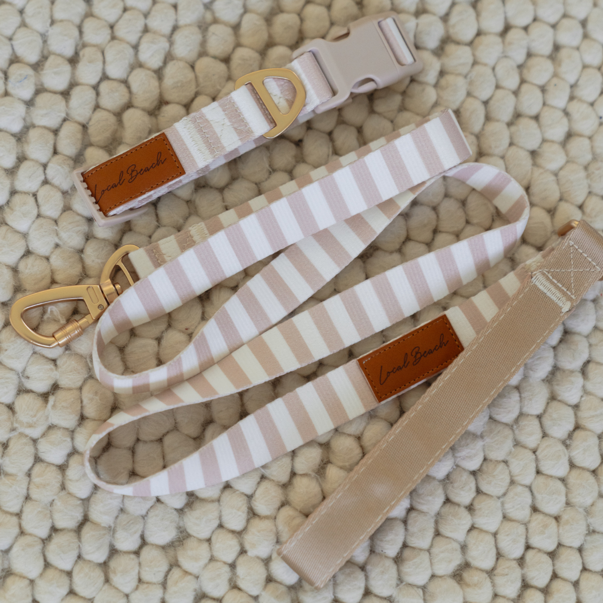 Local Beach - Local Beach Stripe 5ft Dog Leash Tan: Tan / 5ft / Stripe Dog Leash