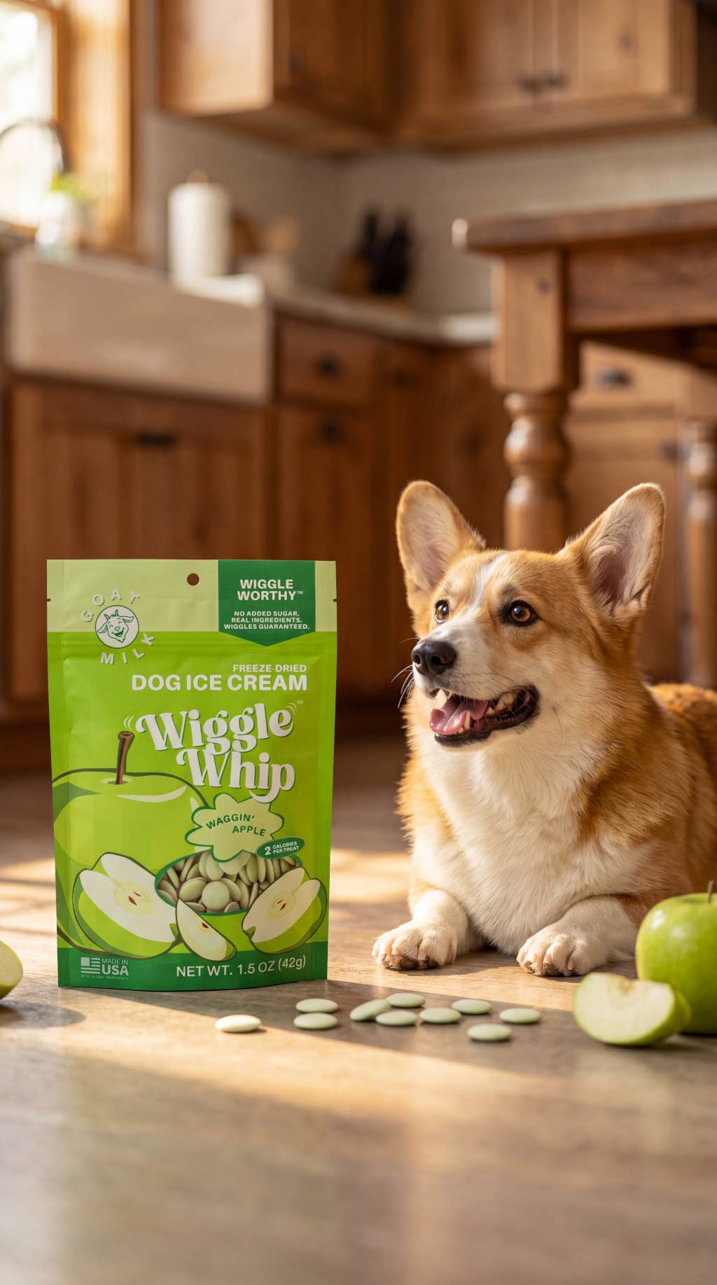 GreenLine Pet Supply - Wiggle Whip Freeze Dried Dog Ice Cream - Waggin' Apple