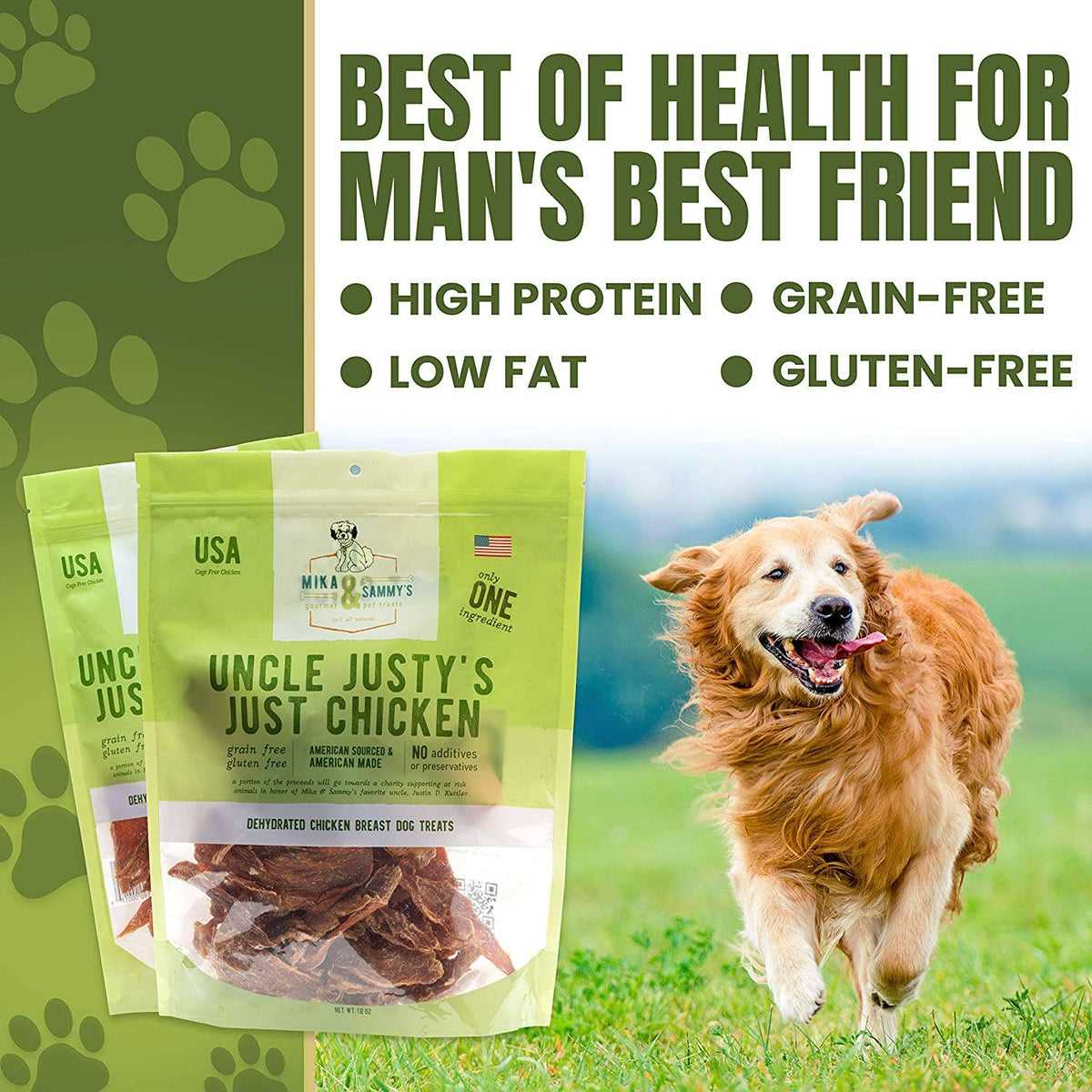 Mika and Sammy's Gourmet Pet Treats | Uncle Justy's Just Chicken (5oz Bag)