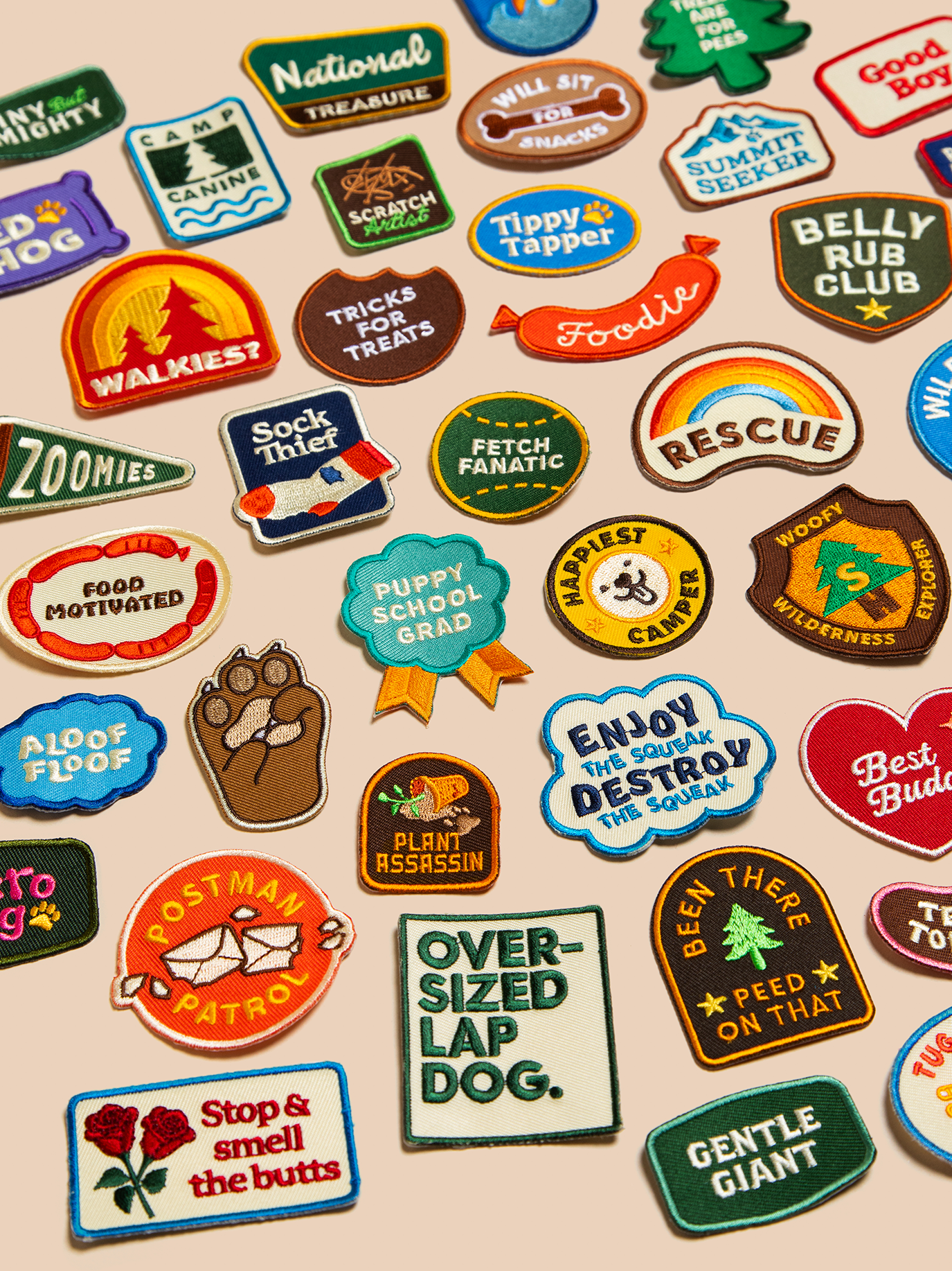 Scout's Honour Pty Ltd - Stop & Smell The Butts iron-on patch for dogs and cats