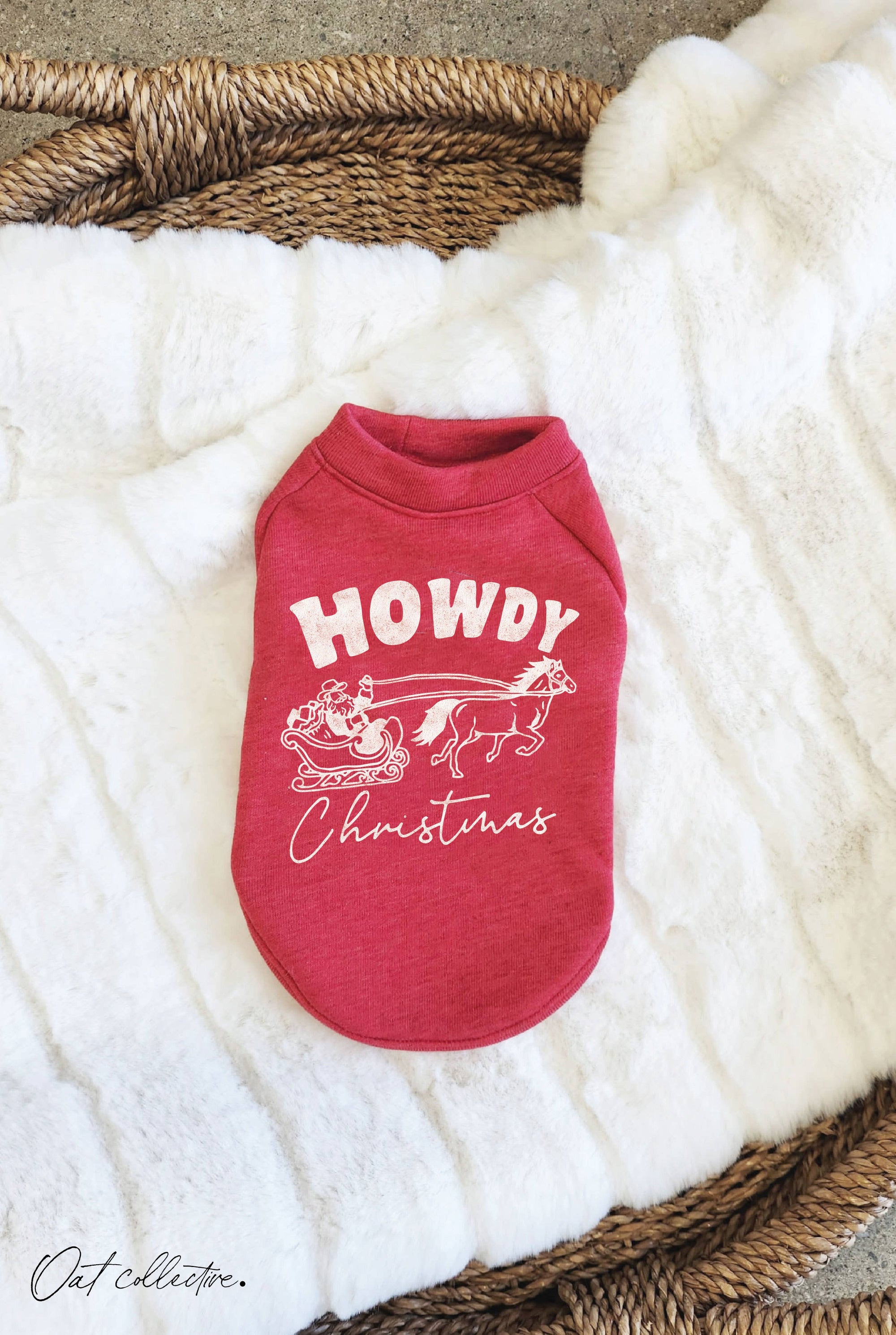 OAT COLLECTIVE - HOWDY CHRISTMAS Pet Graphic Sweatshirt.: HEATHER CRANBERRY / XL