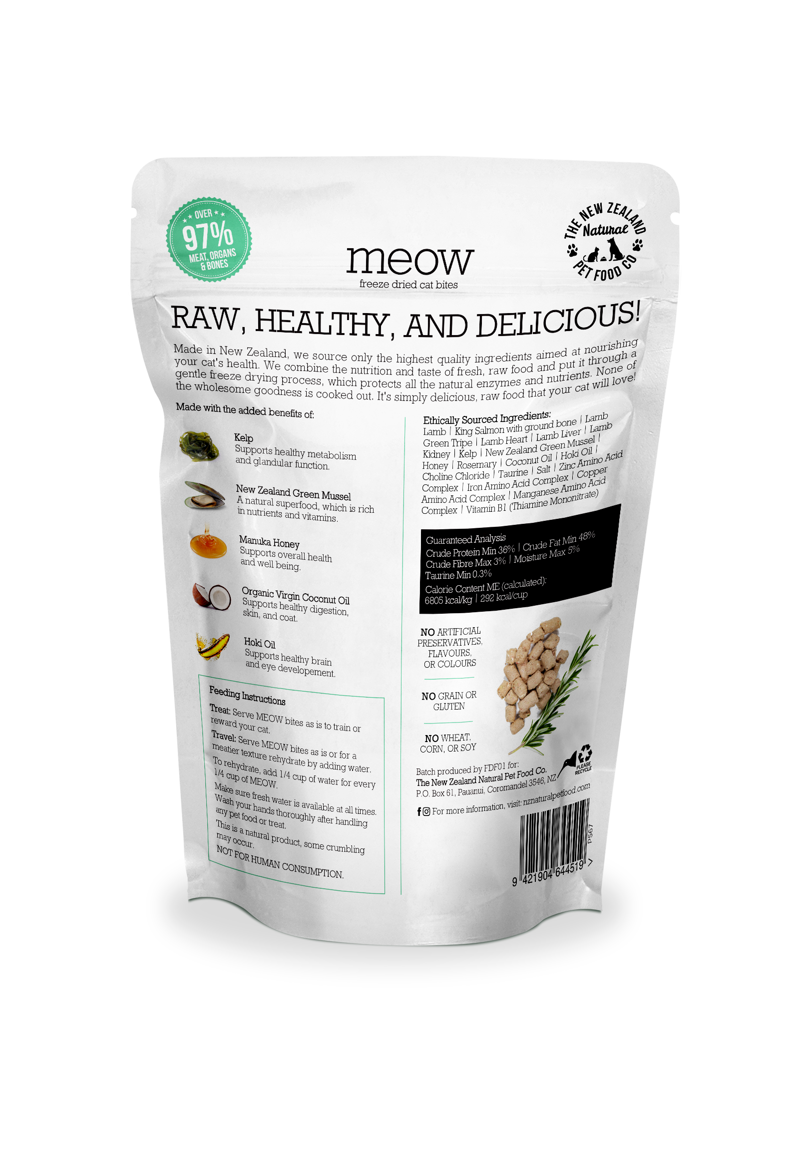 The New Zealand Natural Pet Food Co - Meow Lamb & King Salmon Freeze Dried Cat Food 1.76oz | 9.9oz: 1.76oz