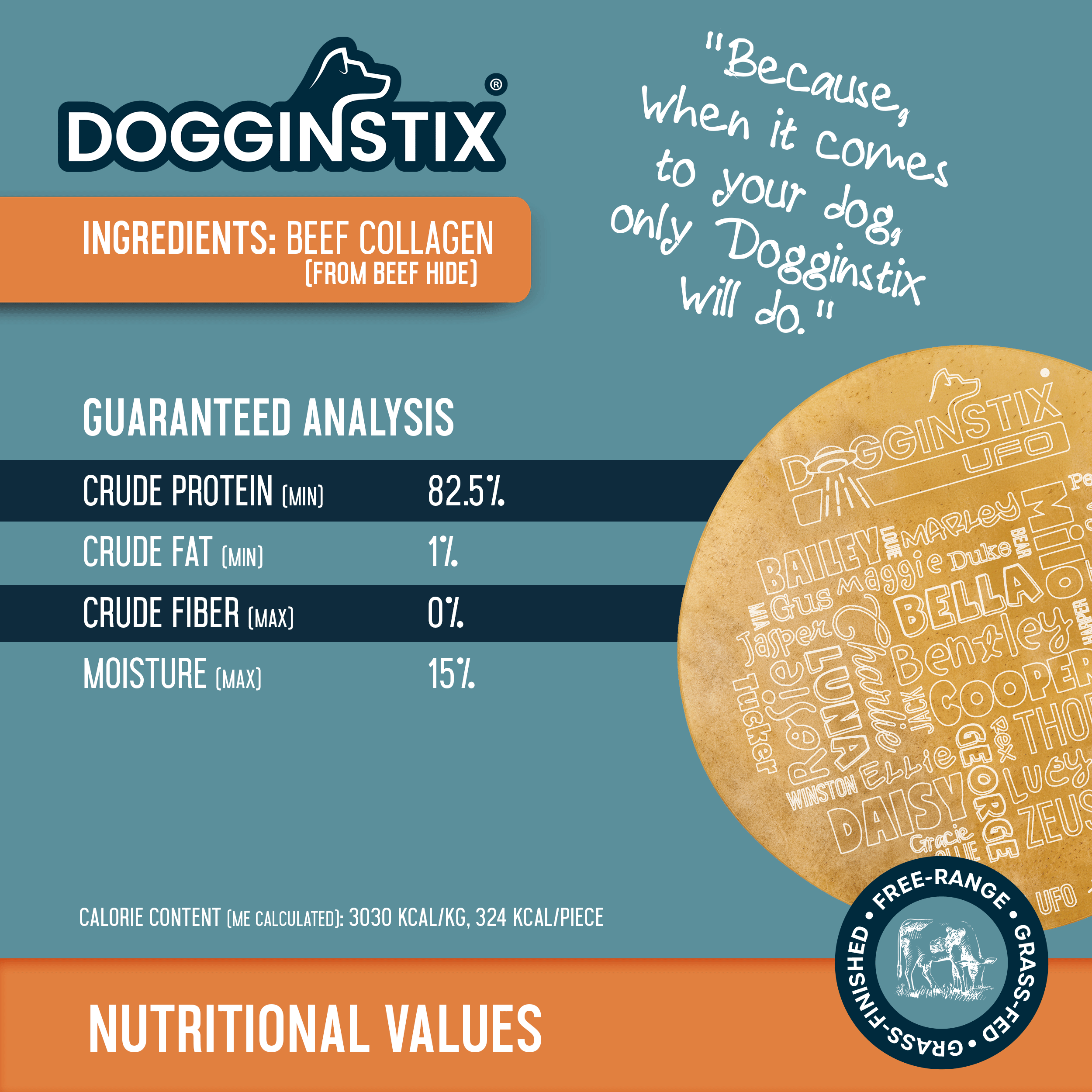 Dogginstix - Beef Collagen UFO - Frisbee Disc