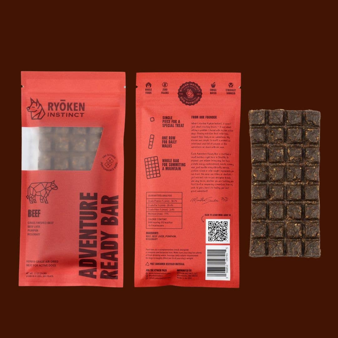 RYŌKEN INSTINCT -  Beef Treat & Snack Bar for Active Dogs - Energy & Recovery