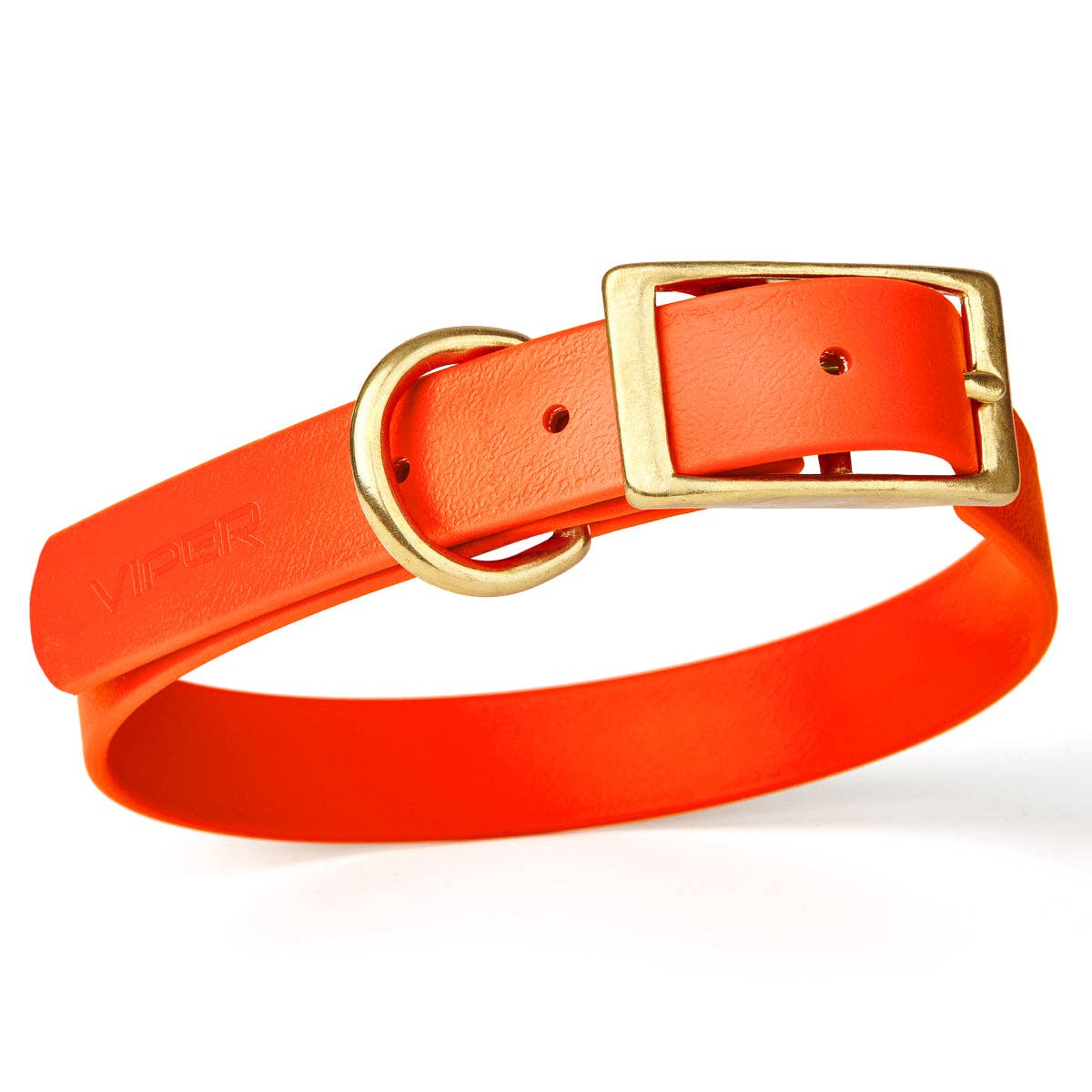 Dogline - Viper Biothane Waterproof Collar - Brass Hardware: Neon Yellow / 12"-15" / 5/8"