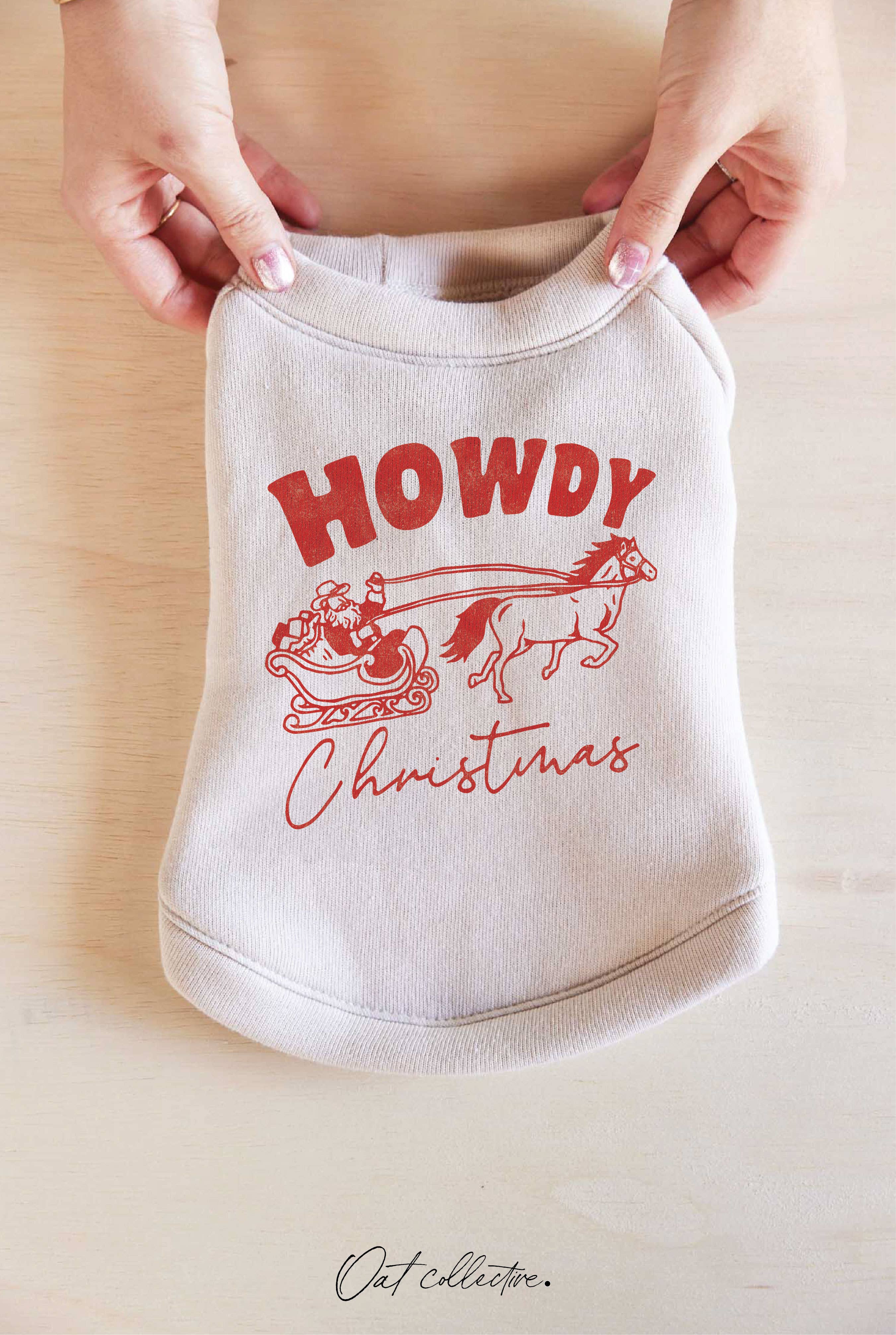 OAT COLLECTIVE - HOWDY CHRISTMAS Pet Graphic Sweatshirt.: HEATHER CRANBERRY / XS