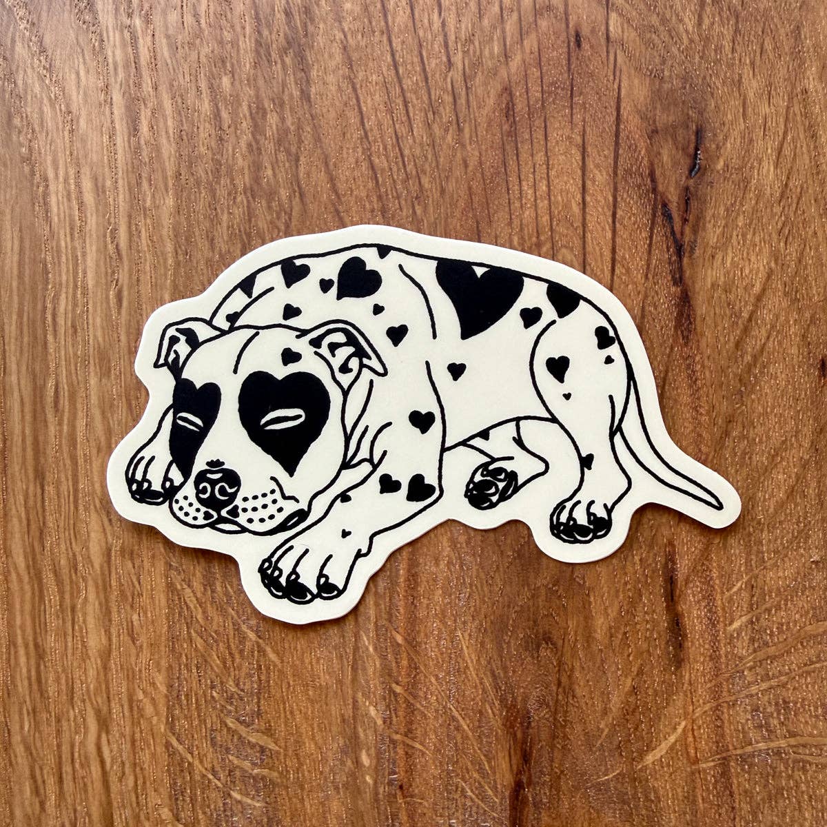 Steel Bison - Pit Bull Hearts (Black/Cream) 3 Inch Matte Vinyl Sticker