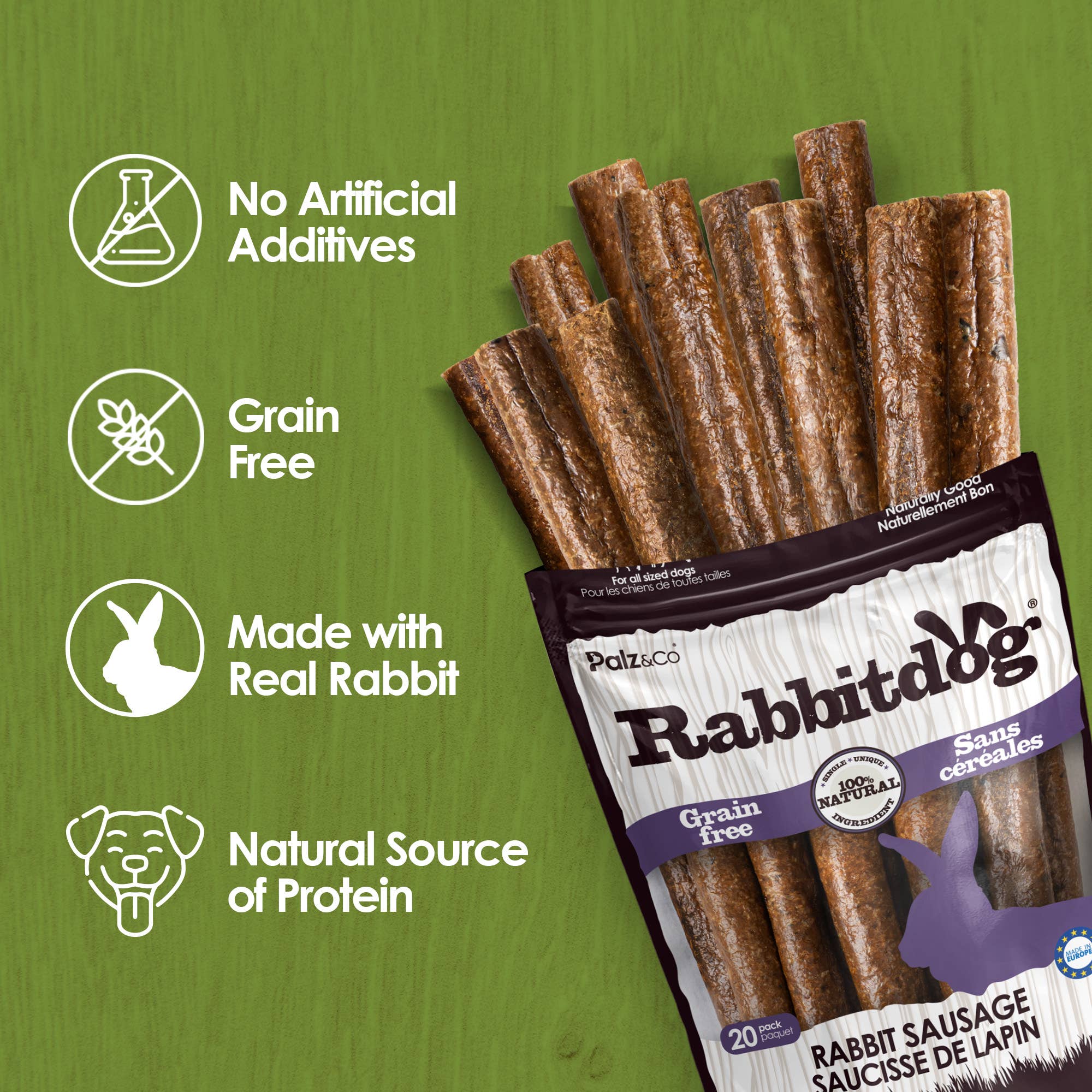 Palz&Co - RabbitDog Rabbit Sausage (20 Pack