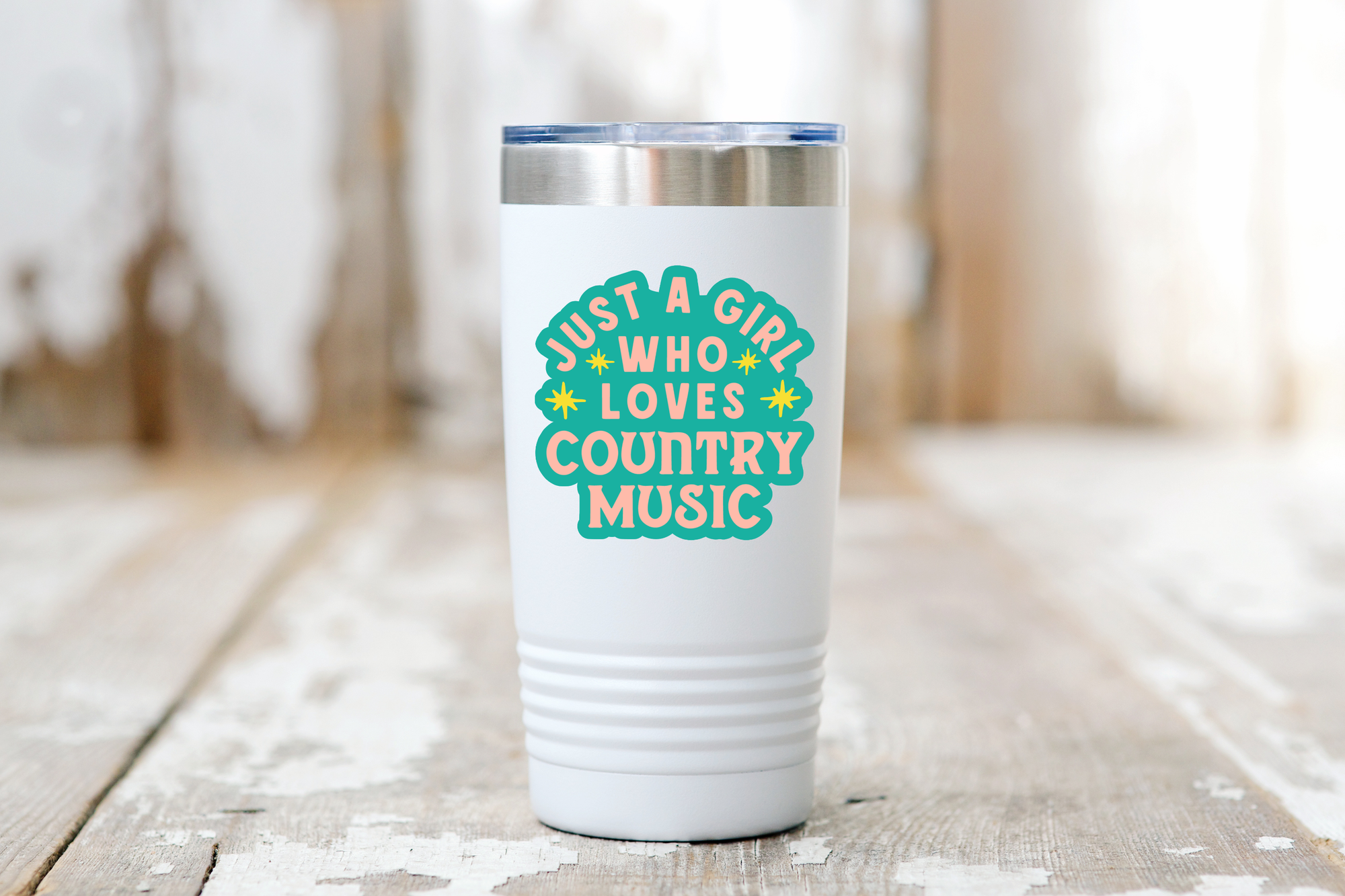Yarnival - Just a Girl Who Loves Country Music Sticker - cowgirl, west