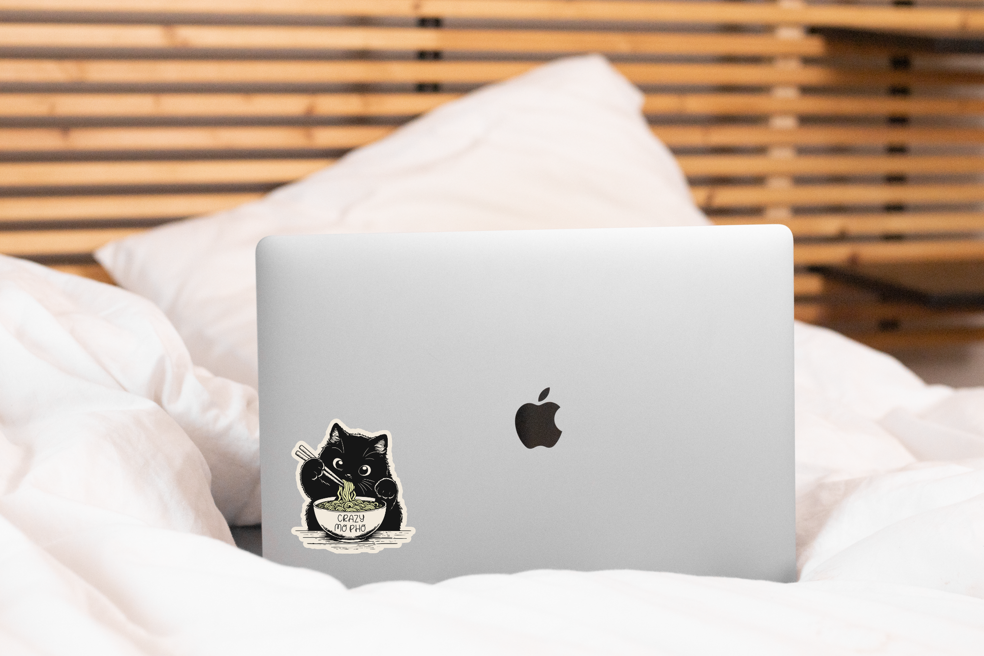 Yarnival - Crazy Mo Pho Sticker - cat, kitty, ramen, noodles, kitten