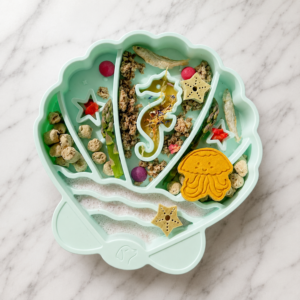 Pawsome Tails - Seashell Slow Feeder Bowl Seafoam