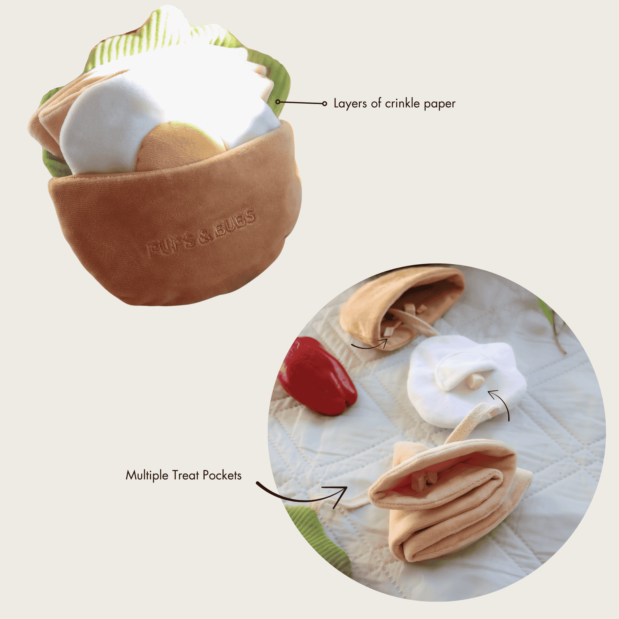 Pups & Bubs- Pita Pocket Nosework Toy