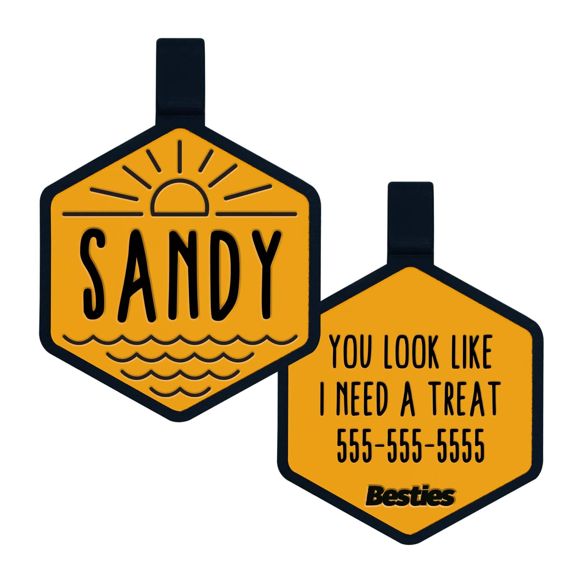Besties Pets - Salt and Sun Silicone Dog ID Tag: Flamingo Pink