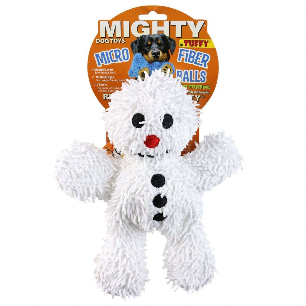 Tuffy Dog Toys - VIP Products - Mighty Microfiber Ball Snowman, Holiday Squeaky Dog Toy