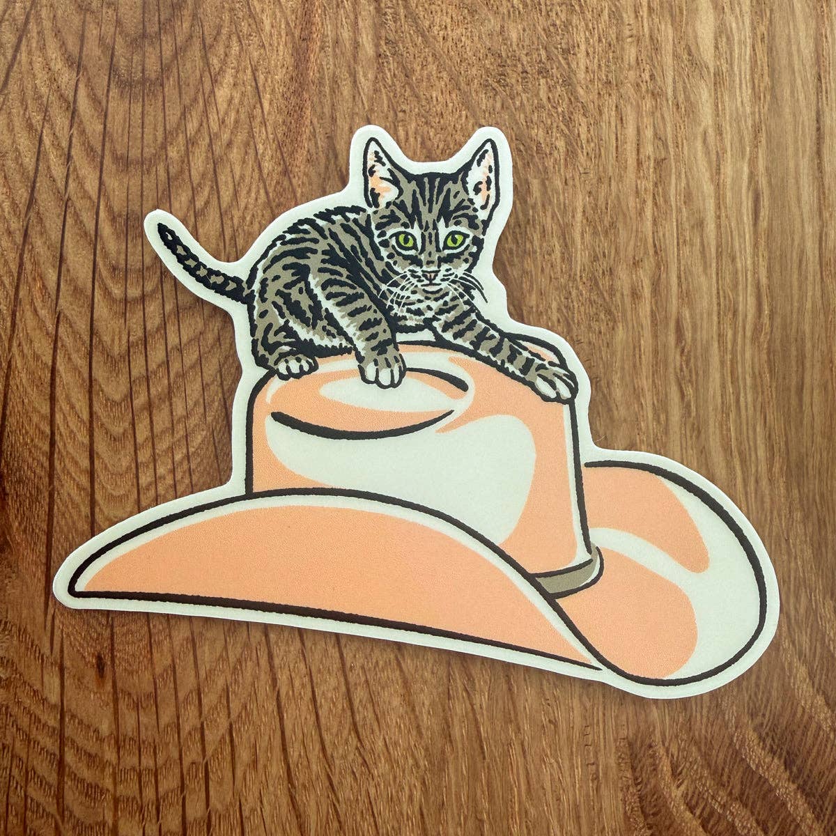Steel Bison - Kitten Cowboy Hat (Peach) 3 Inch Matte Vinyl Sticker