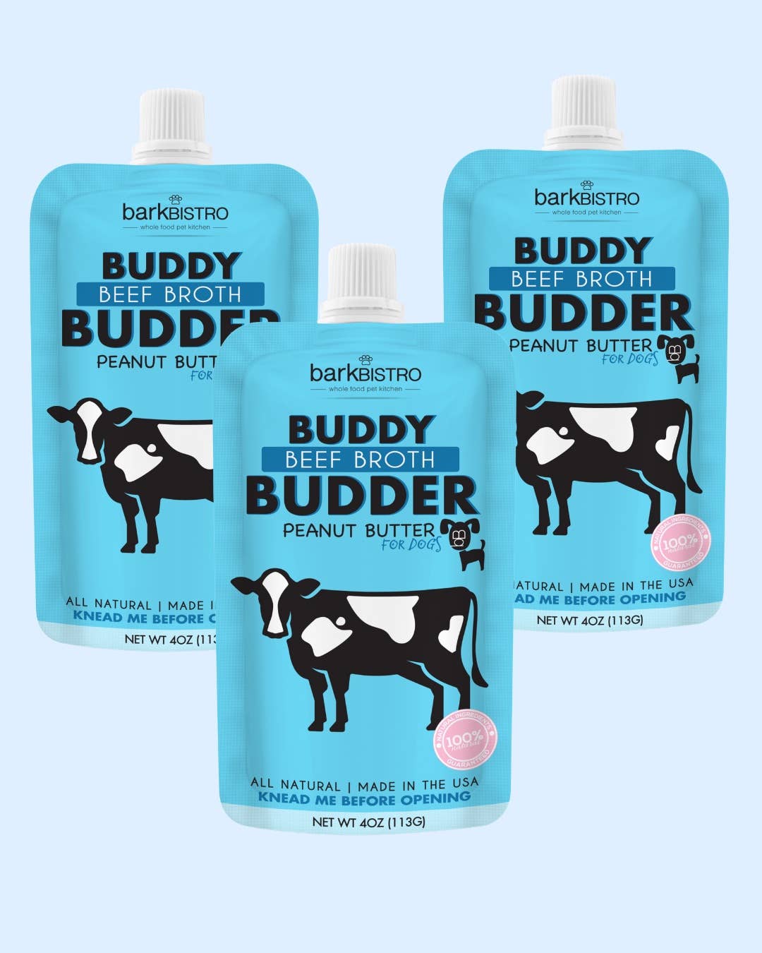 Bark Bistro - Dog Peanut Butter - 4oz Squeeze Packs Beef Broth Budder