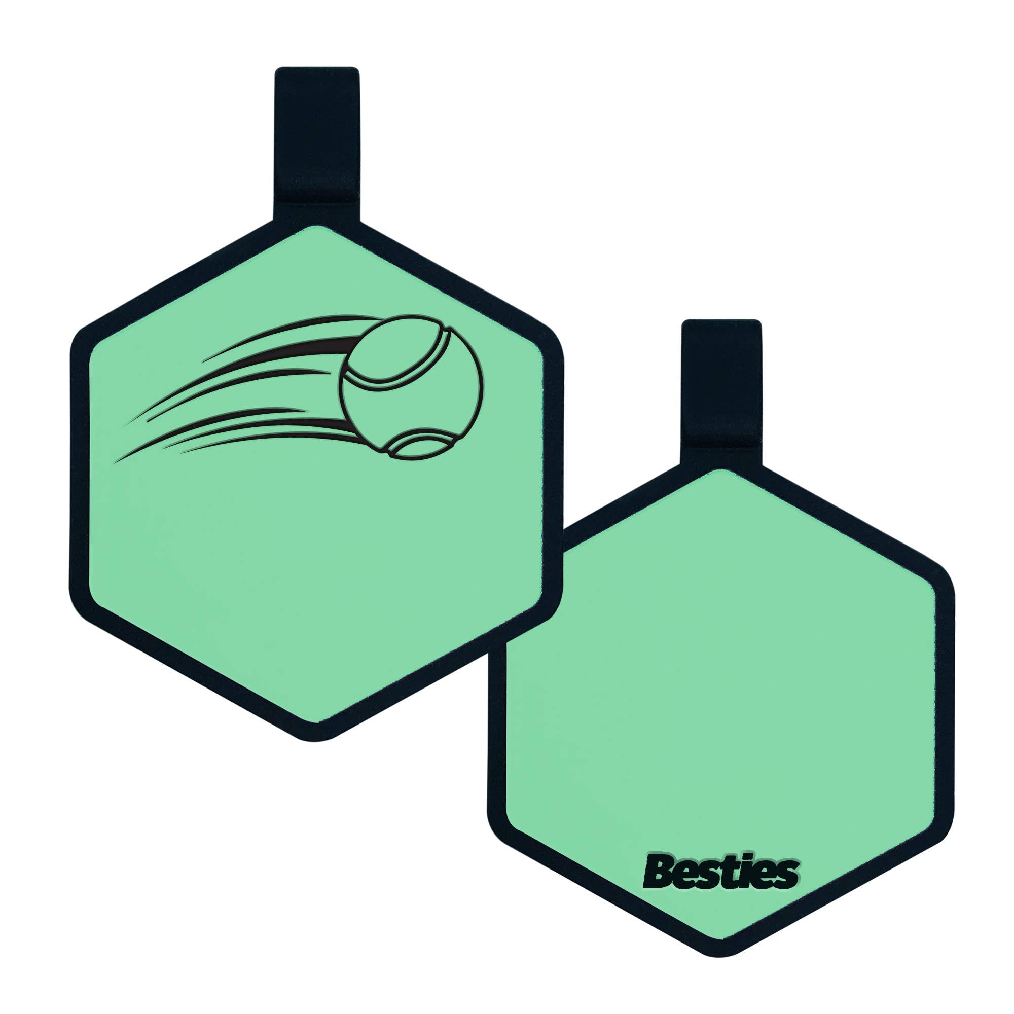 Besties Pets - Tennis Ball Silicone Dog ID Tag: Aqua