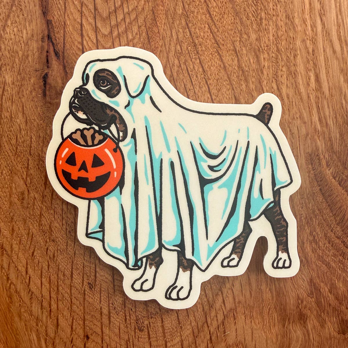 Steel Bison - Ghost Boxer (Brindle) 3 Inch Matte Vinyl Sticker