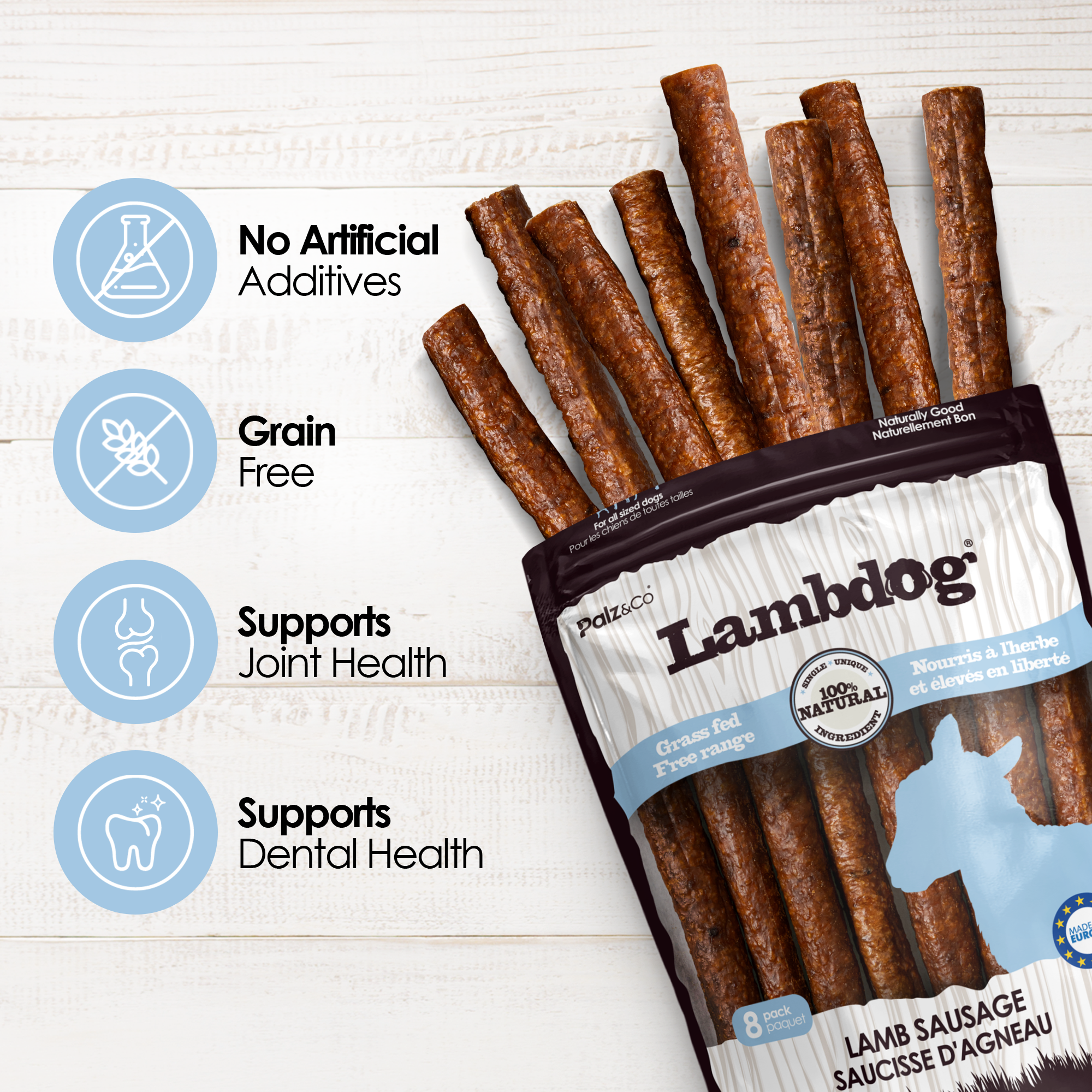 Palz&Co - Lambdog Lamb Sausage Treats: 20 Pack