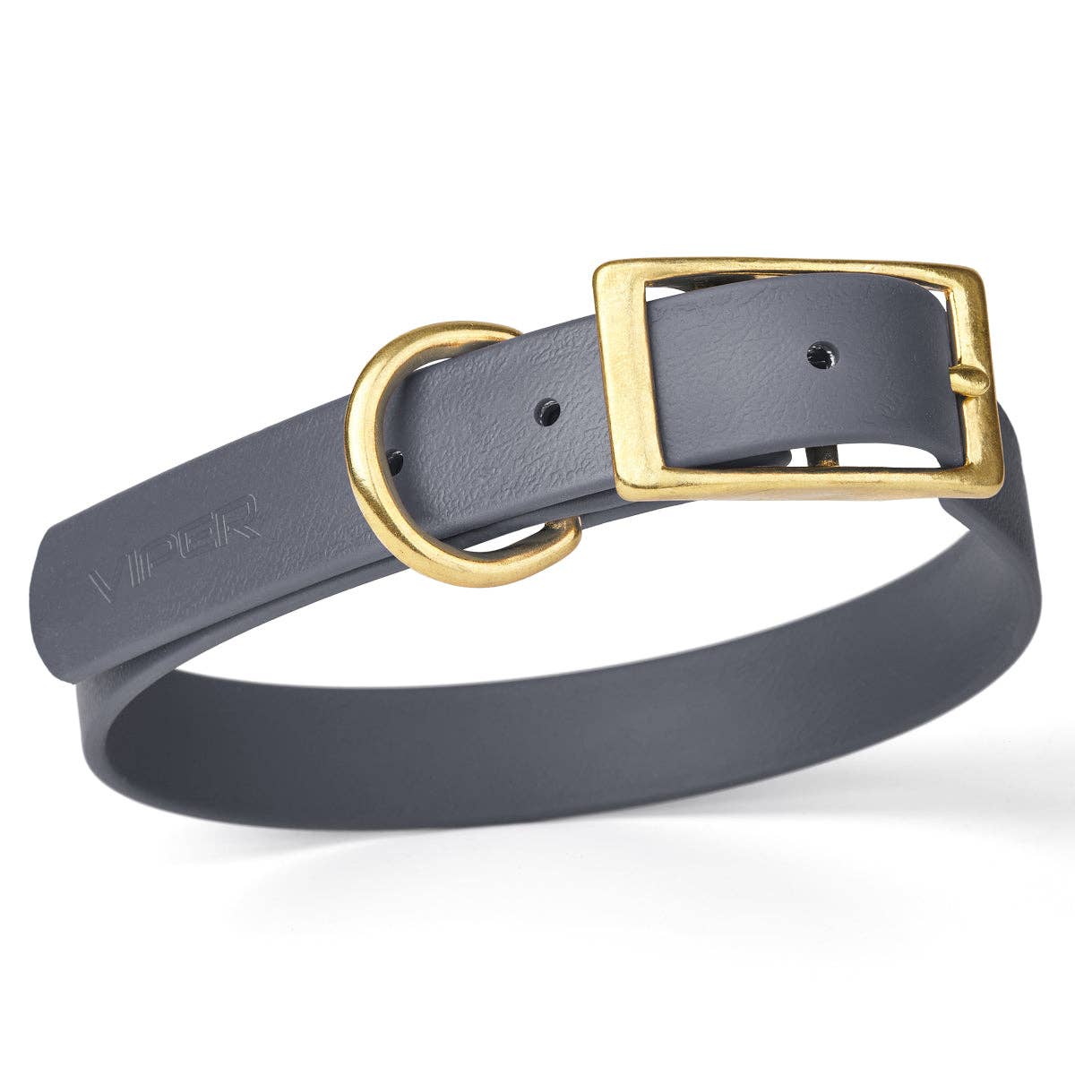 Dogline - Viper Biothane Waterproof Collar - Brass Hardware: Red / 12"-15" / 5/8"