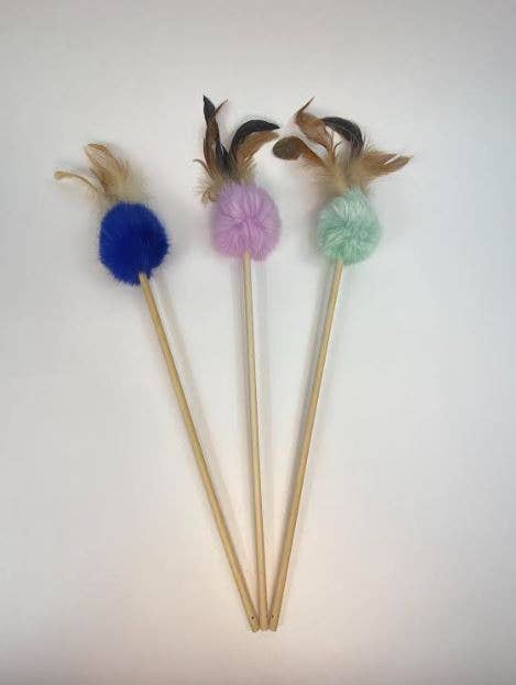 Dogs and Cats Oh My - Cat Wands with Rabbit Fur: Wood Wand with Fur