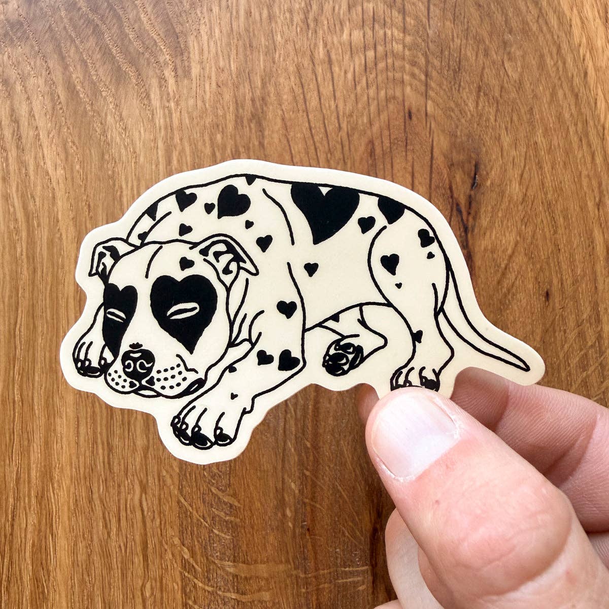 Steel Bison - Pit Bull Hearts (Black/Cream) 3 Inch Matte Vinyl Sticker