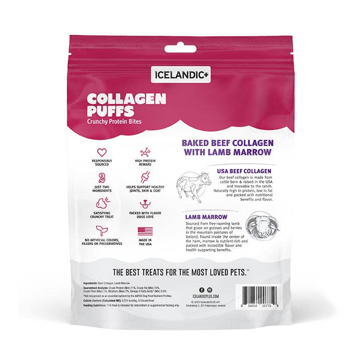 Icelandic+ - Beef Collagen Puffs with Marrow Treats for Dogs - 2.5oz: 2.5-oz Bag