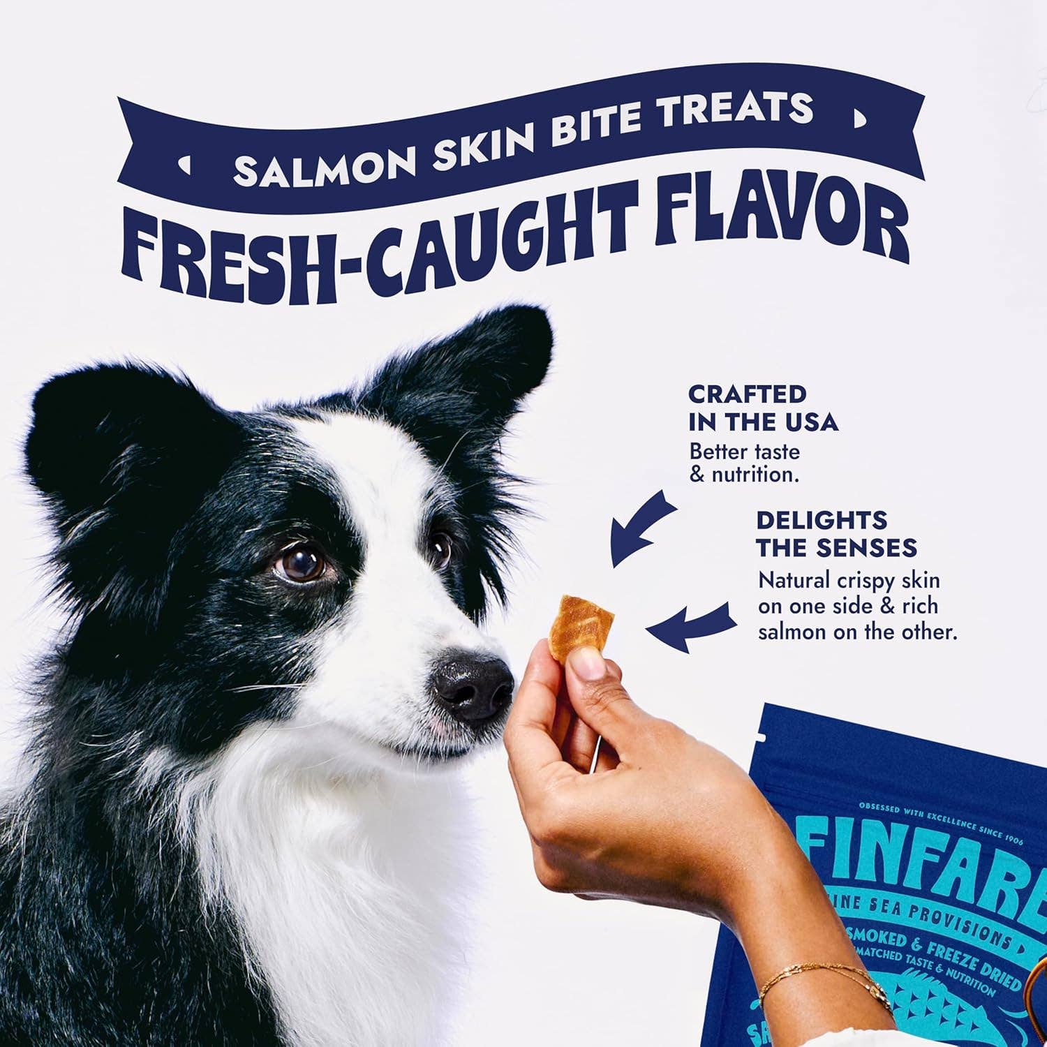 Finfare Pet Foods - Freeze-Dried Salmon Skin Bites for Dogs, 2oz