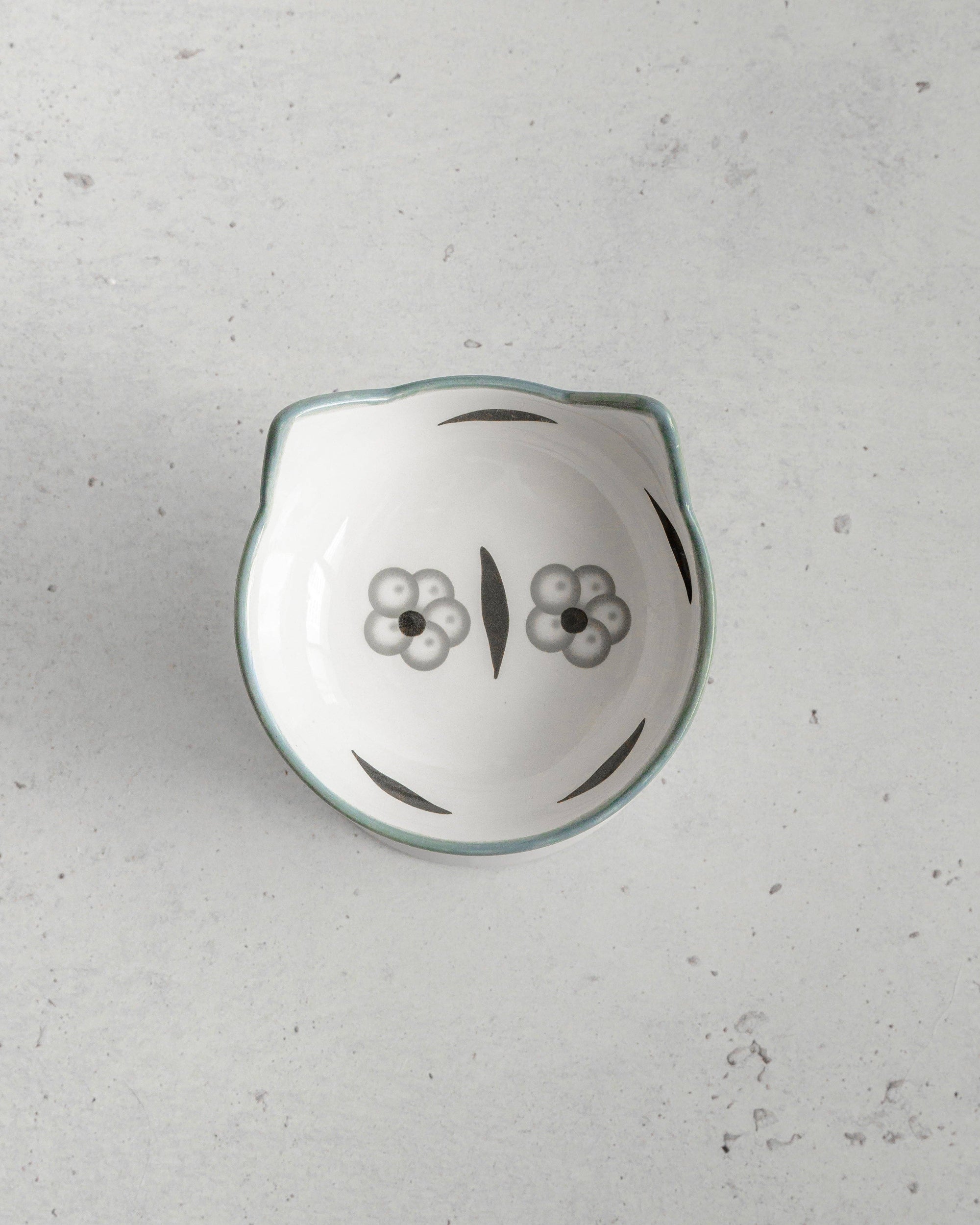 dexypaws - Cat Ceramic Bowl - Floral White & Black