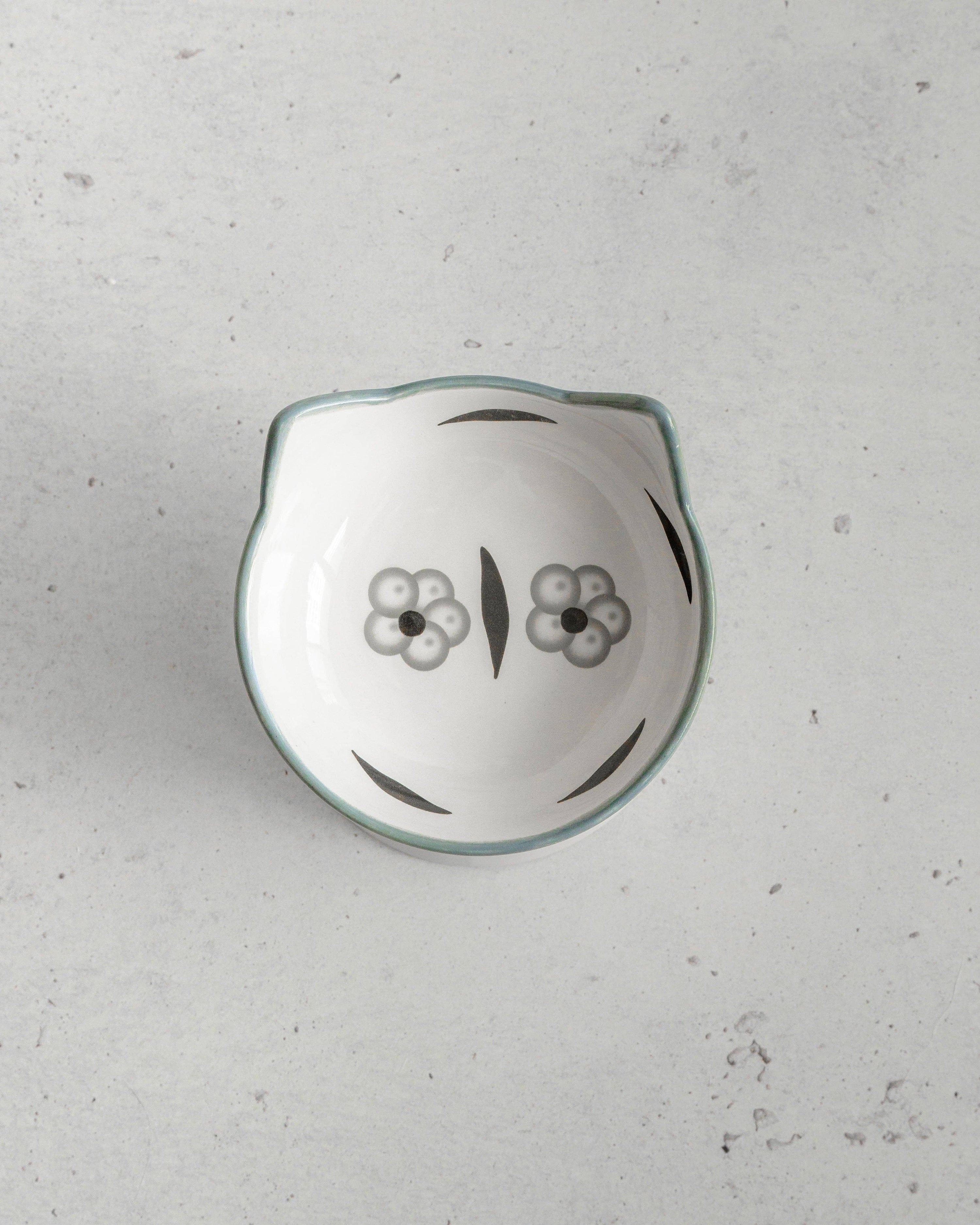 dexypaws - Cat Ceramic Bowl - Floral White & Black